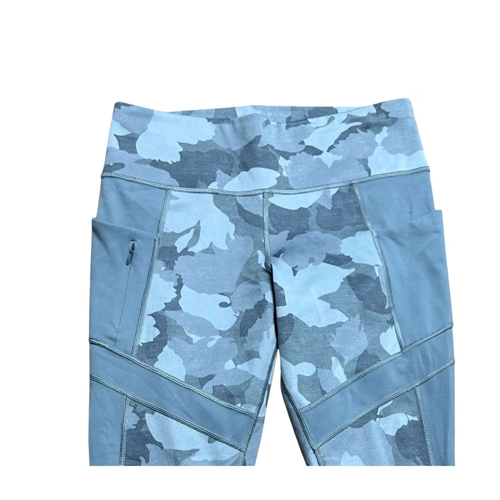 Athleta VINTAGE? Athleta Gray Camo Sz Large Workout Tight Powerlift Leggings Zipper Stash Pockets Size 36" / US 14 / IT 50 - 6 Thumbnail
