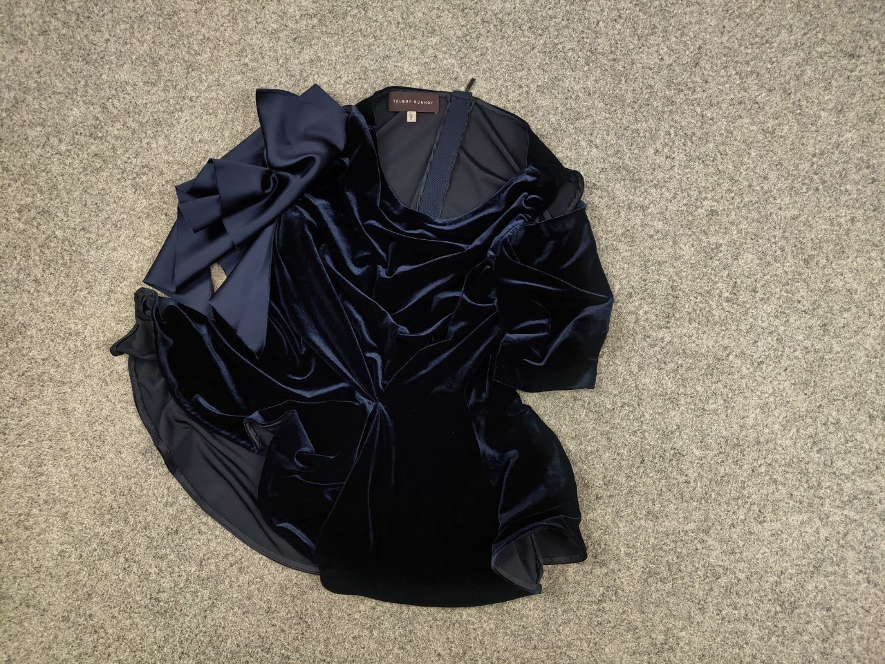 Other Talbot Runhof Design blue velvet with bow Women's Top Size XL / US 12-14 / IT 48-50 - 3 Thumbnail