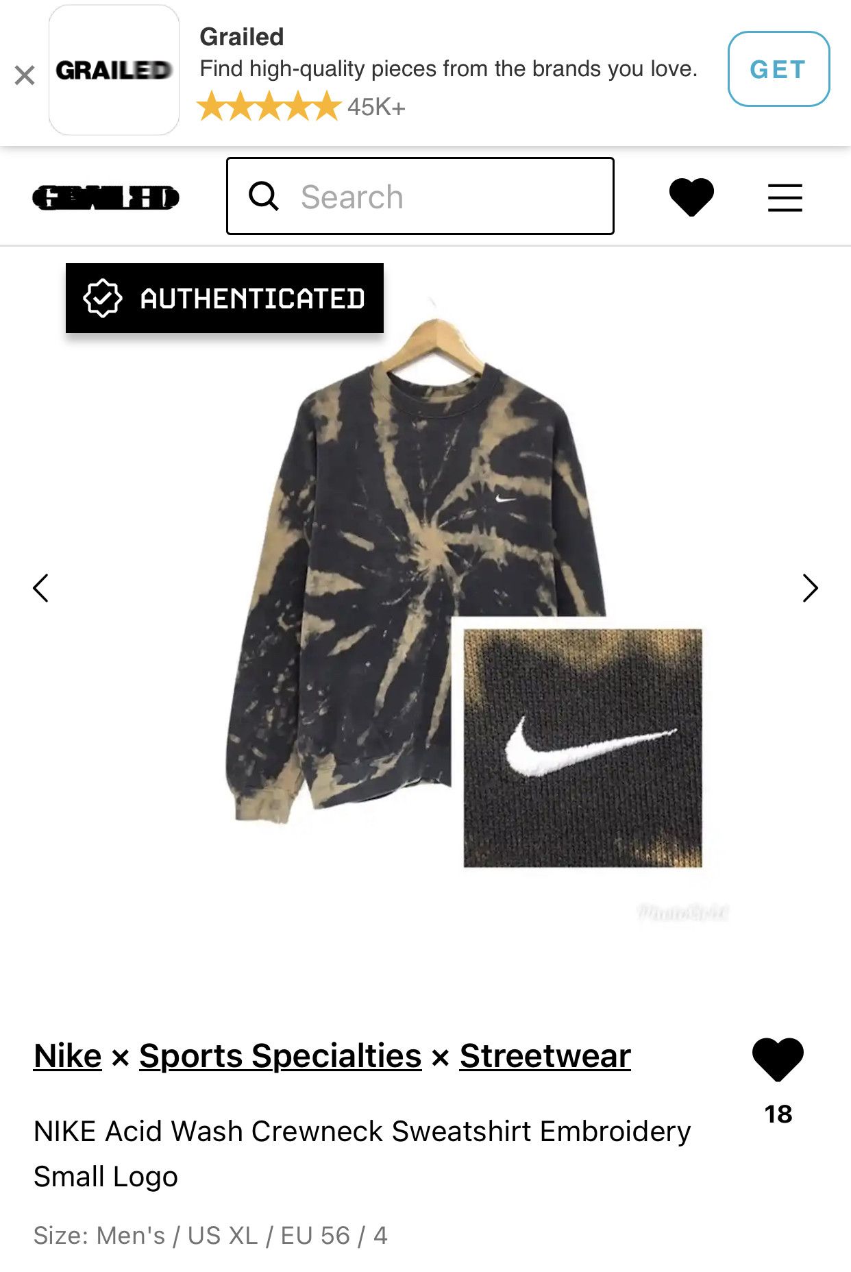 Nike × Sports Specialties NIKE Acid Wash Crewneck Sweatshirt Size US XL / EU 56 / 4 - 11 Thumbnail