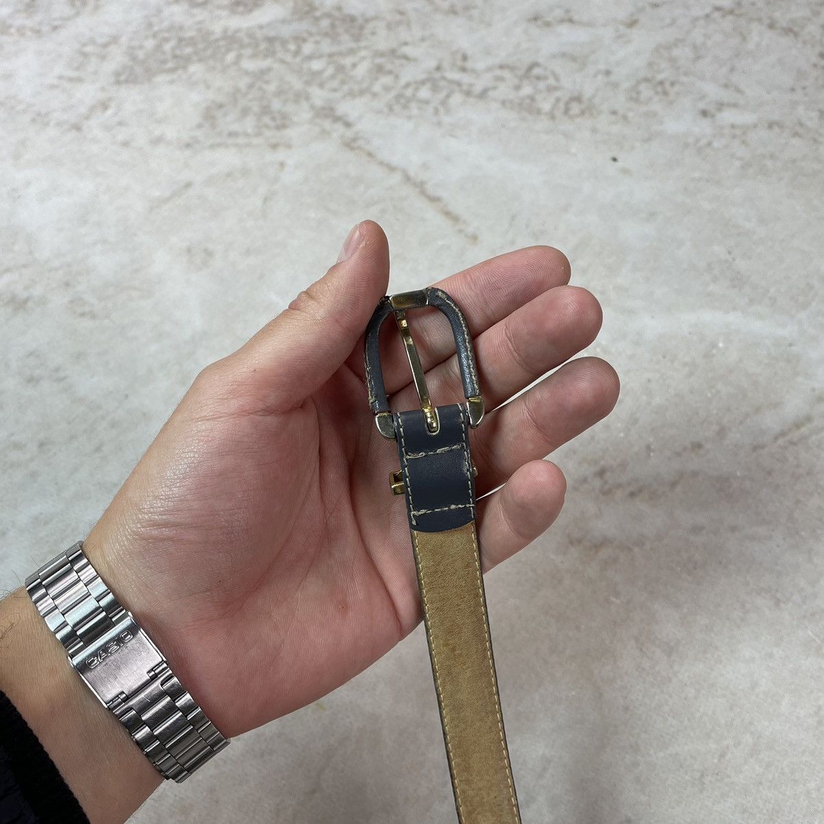 Christian Dior Monsieur × Vintage Vintage Christian Dior Aniline Cowhide Gold Leather Belt Size ONE SIZE - 4 Thumbnail
