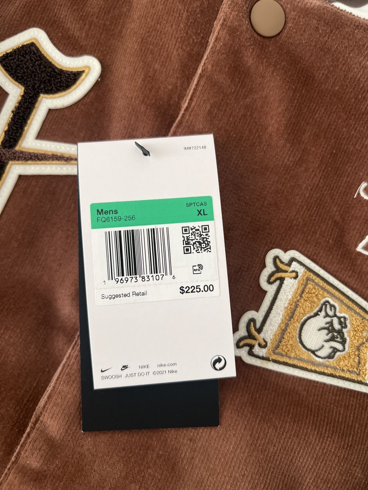 Nike NIKE Varsity Bomber Jacket Large Mens Letterman Patch Snap Size US XL / EU 56 / 4 - 8 Thumbnail