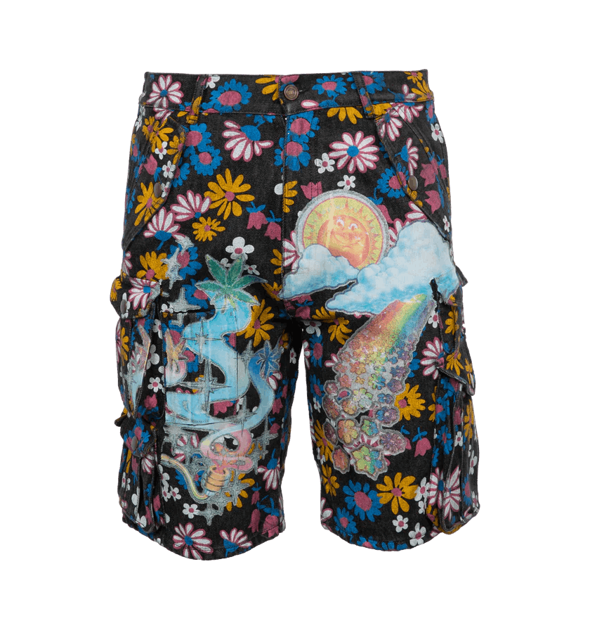 o1h1sh10624 Short in Black Floral