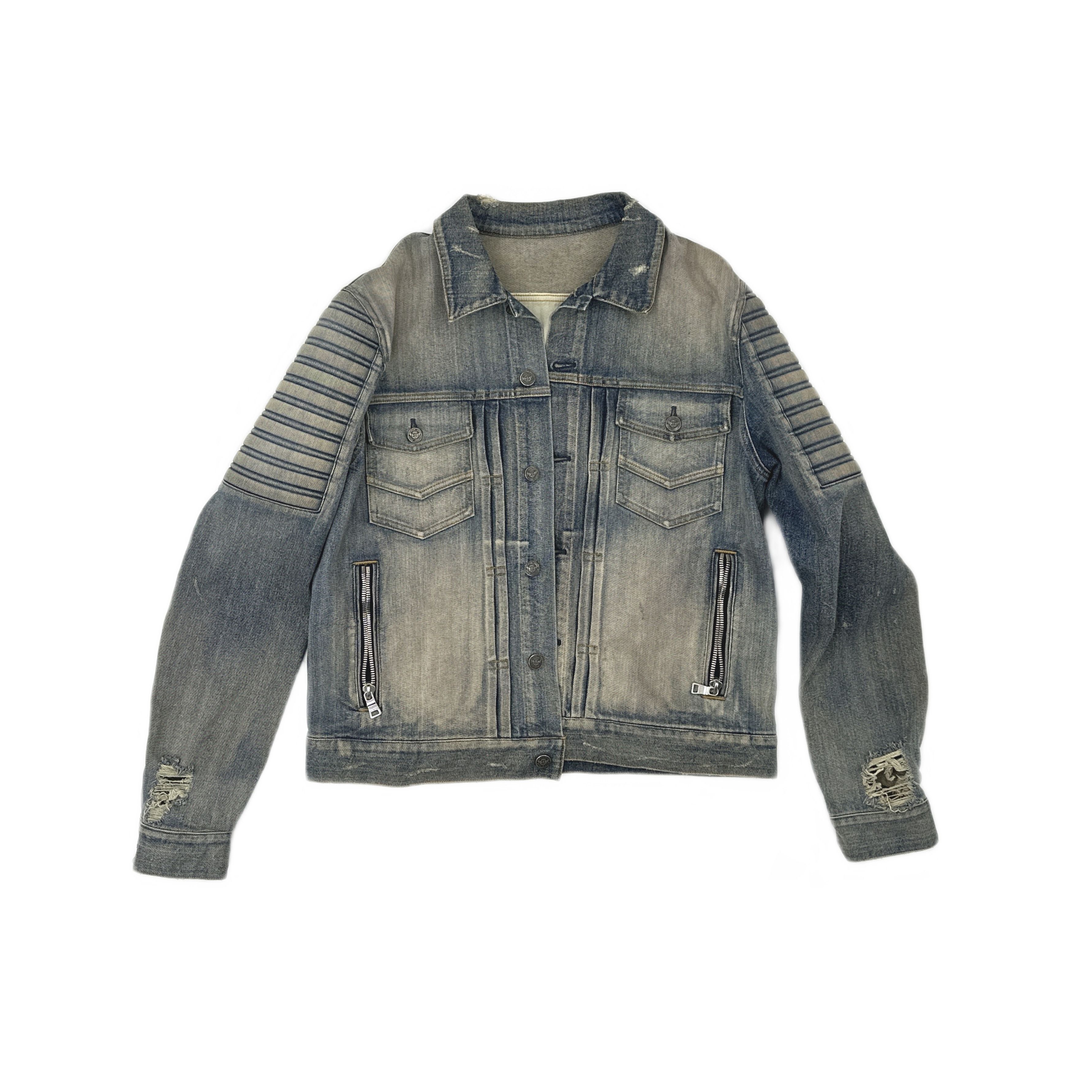 Balmain Balmain Distressed Denim Jacket Size 54 Size US L / EU 52-54 / 3 - 1 Thumbnail