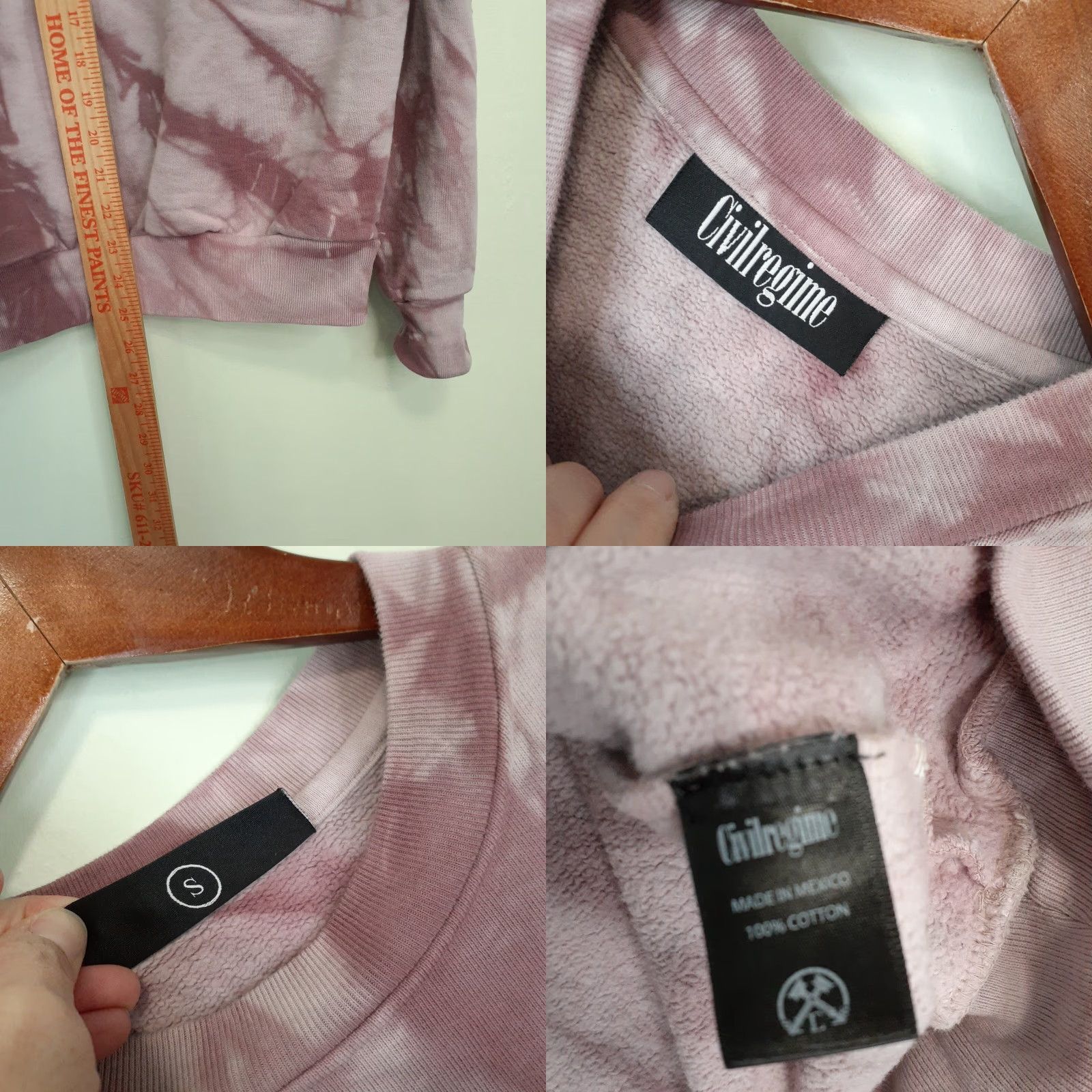 Vintage Civil Regime Long Sleeve Floral Roses Sweatshirt Tie Dye Unisex Small Pink Size US S / EU 44-46 / 1 - 8 Thumbnail