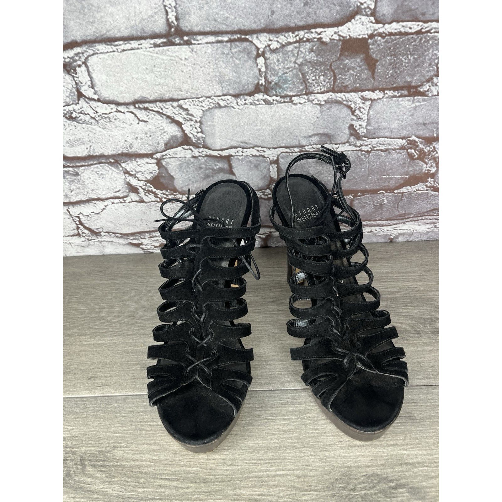 Stuart Weitzman Stuart Weitzman Black Suede Leather Caged Stiletto Heels Wom Size US 6 / IT 36 - 1 Thumbnail