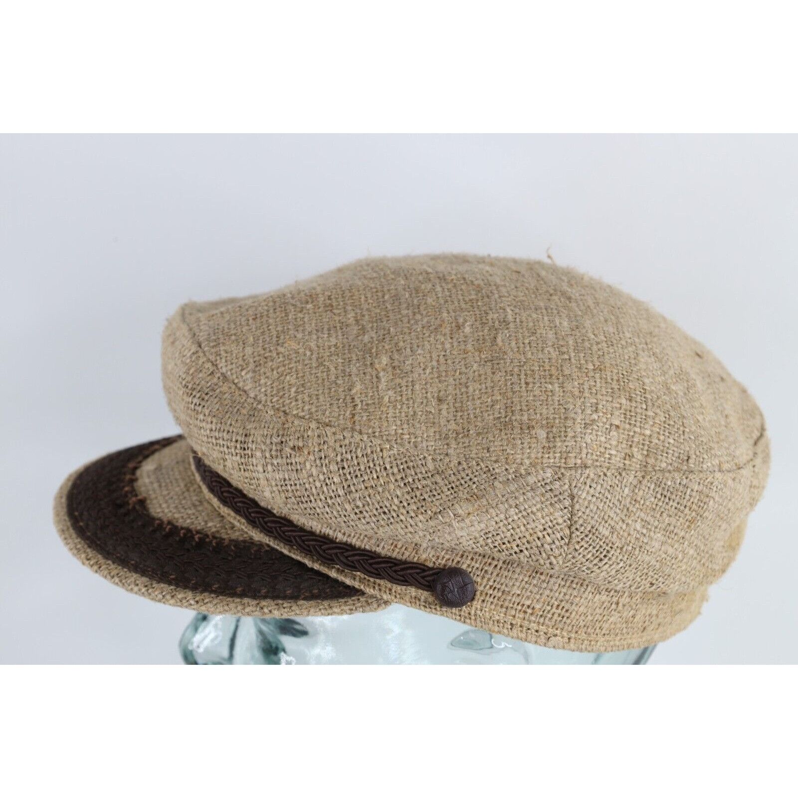 Vintage Vintage 60s 70s Rockabilly Burlap Tweed Fisherman Boat Hat Size ONE SIZE - 4 Thumbnail
