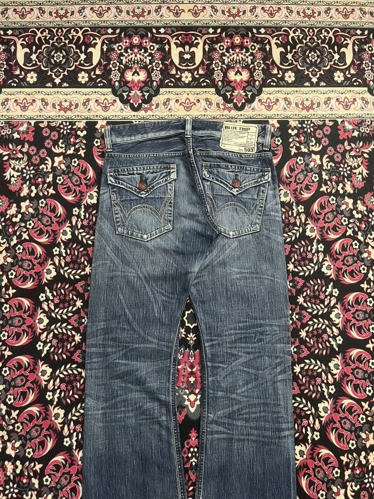 Tornado Mart ⚡️Flare⚡️Vintage Edwin Blue Trip Whiskering Blue Washed Jeans Size US 30 / EU 46 - 6 Thumbnail