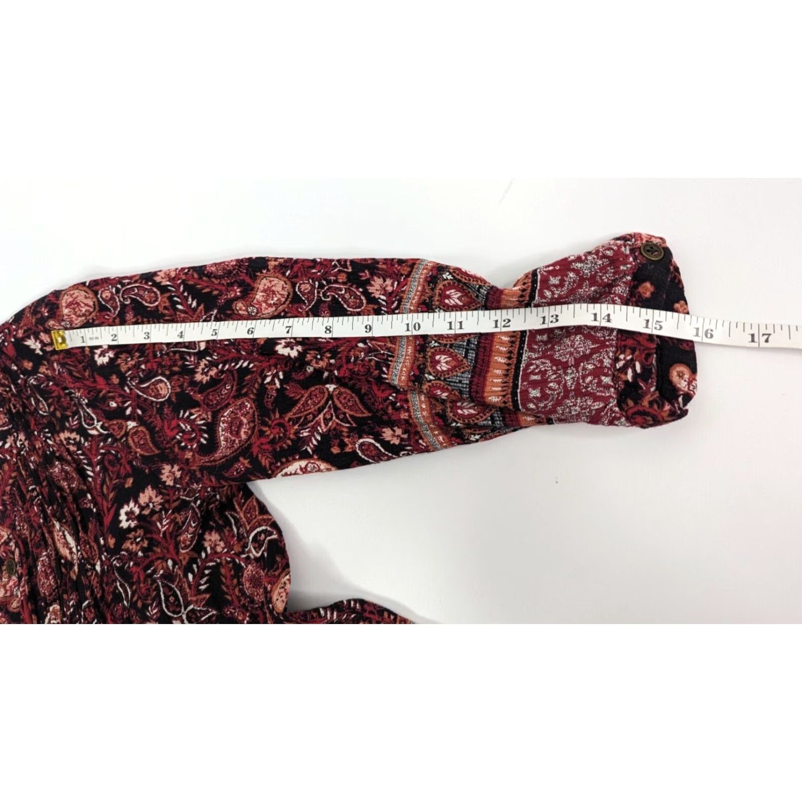 Vintage KNOX ROSE Shirt Womens XS Maroon Paisley Peasant Top Boho Pleat Front Size XS / US 0-2 / IT 36-38 - 7 Thumbnail