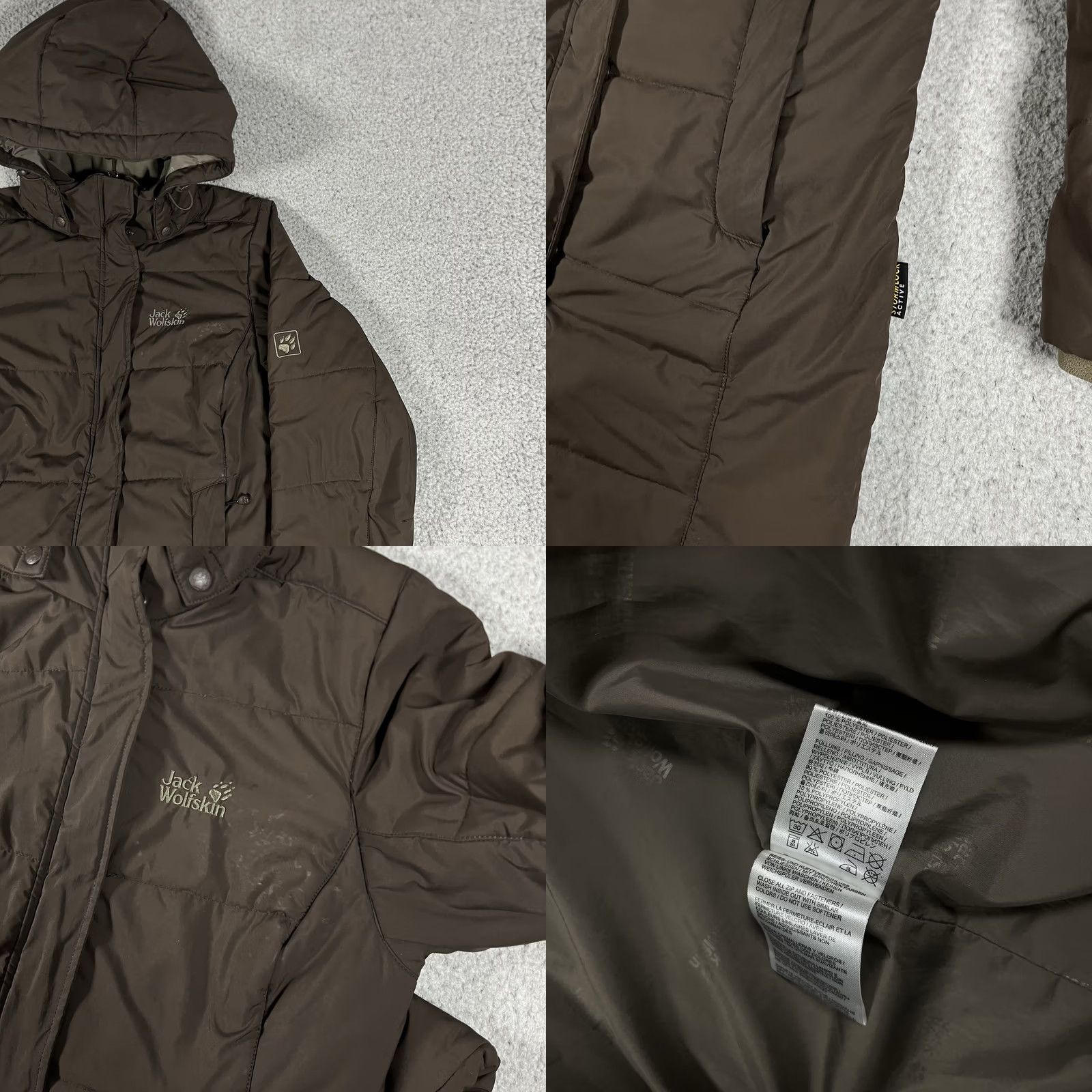 Jack Wolfskin Jack Wolfskin Jacket Womens S Brown Puffer Long Hooded Insulated UK 10 Coat Size S / US 4 / IT 40 - 9 Thumbnail