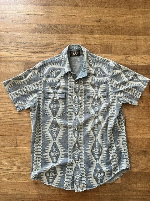 image of Rrl Ralph Lauren Rrl Jersey Western Shirt in Indigo, Men's (Size Medium)
