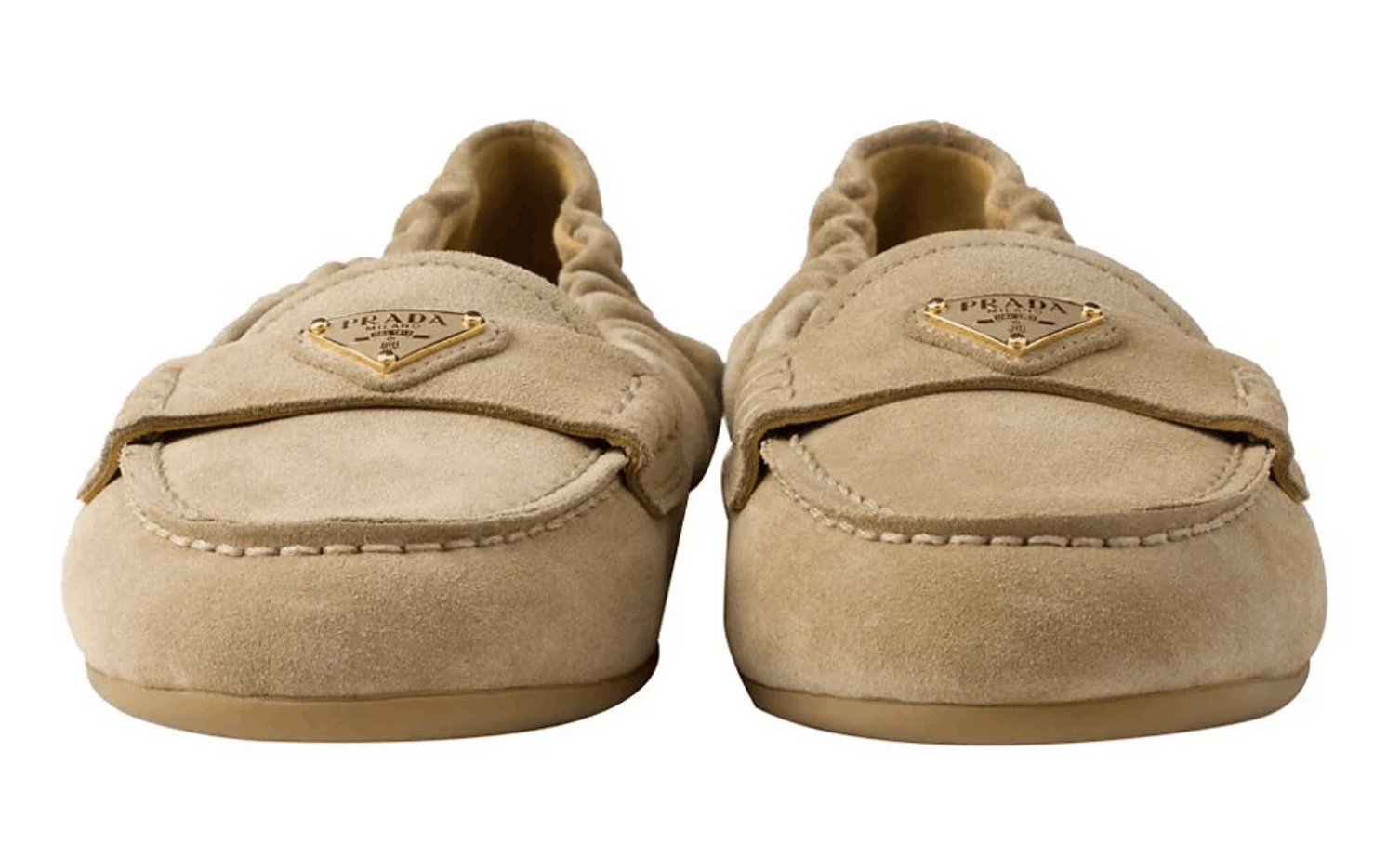 Prada Prada Ecru Beige Suede Logo Scrunch Loafer Moccasin Flat 38 Size US 8 / IT 38 - 11 Thumbnail