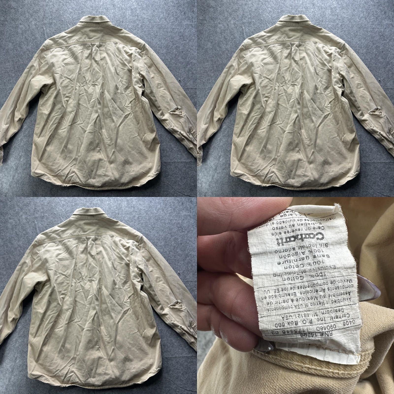 Carhartt VINTAGE Carhartt Shirt Mens XLT Beige Cotton Twill Workwear Button Up Distressed Size US XL / EU 56 / 4 - 11 Thumbnail