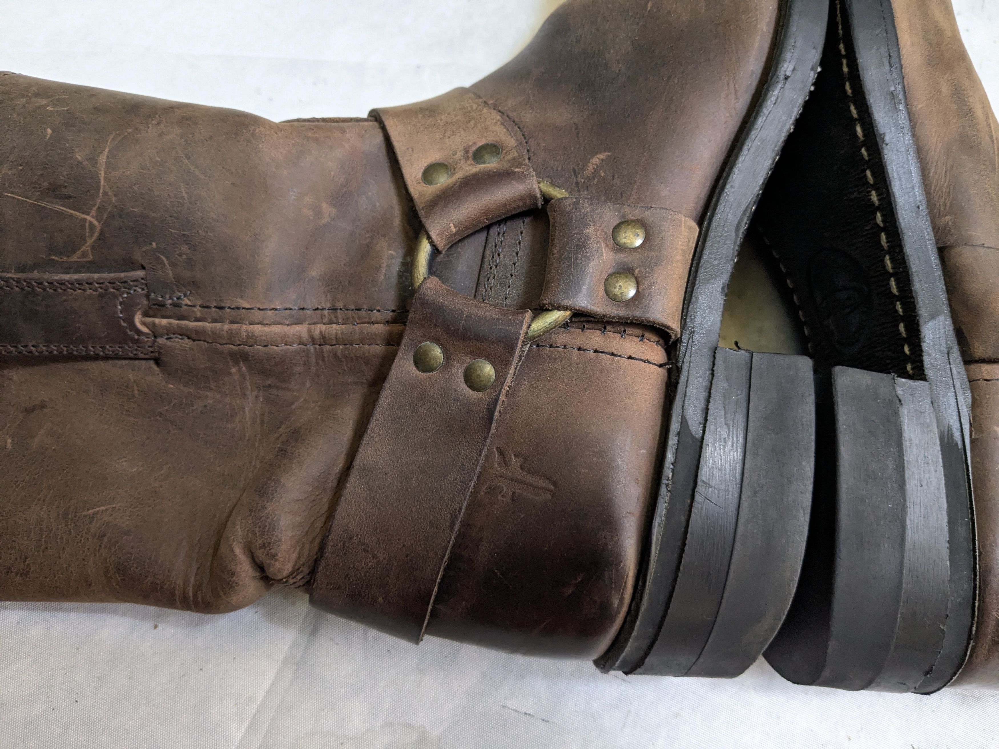 Frye Frye Harness Boots Brown Leather 10 M Buckle Size US 10 / EU 43 - 11 Thumbnail