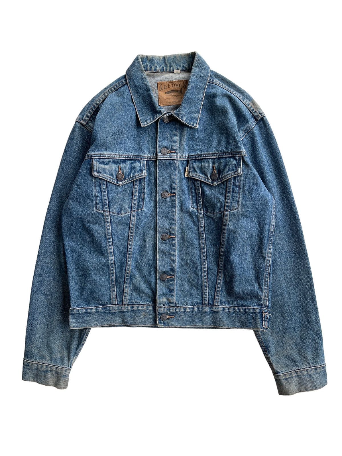 Japanese Brand Vintage Life Tools Trucker Denim Jacket Size US L / EU 52-54 / 3 - 2 Thumbnail