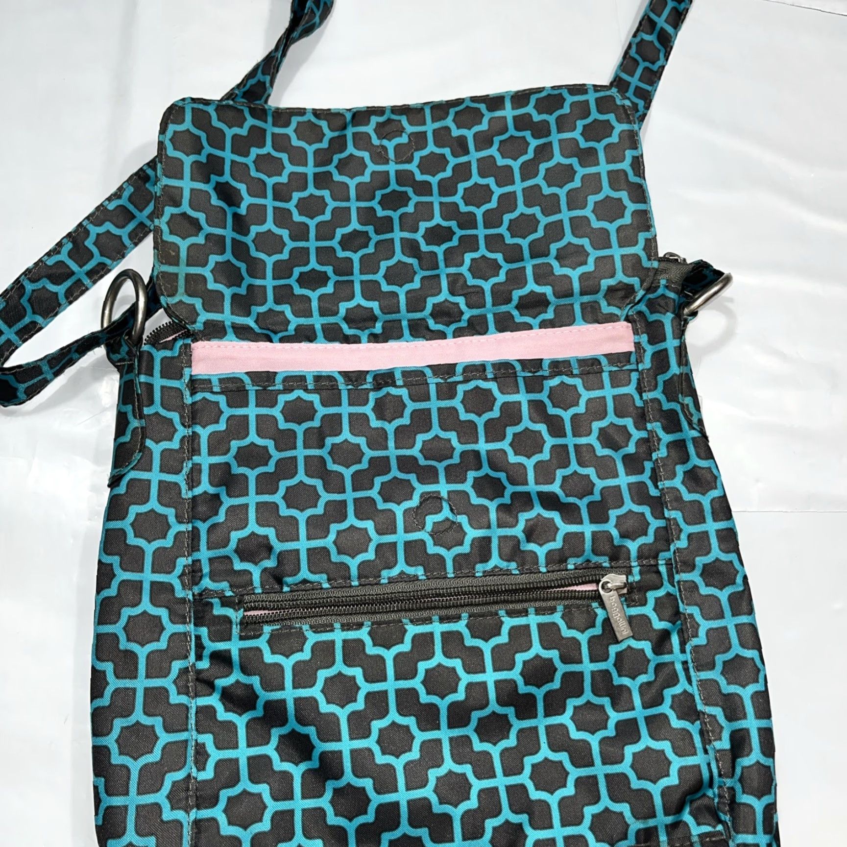 Vintage Baggallini Crossbody Bag Purse Gray Geometric Adjustable Strap Pink Lining 11” X 11” Women Bag Crossbody 11 in 11 in Size ONE SIZE - 5 Thumbnail