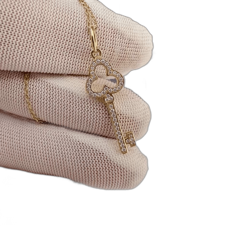 Tiffany & Co. Tiffany Hollow Three-leaf Clover Key Necklace Size ONE SIZE - 1 Thumbnail