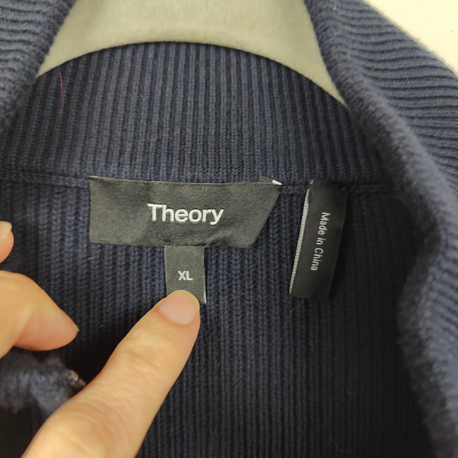 Theory Theory Walton 1/4 Zip Sweater Mens XL Navy Blue Cotton Size US XL / EU 56 / 4 - 6 Thumbnail