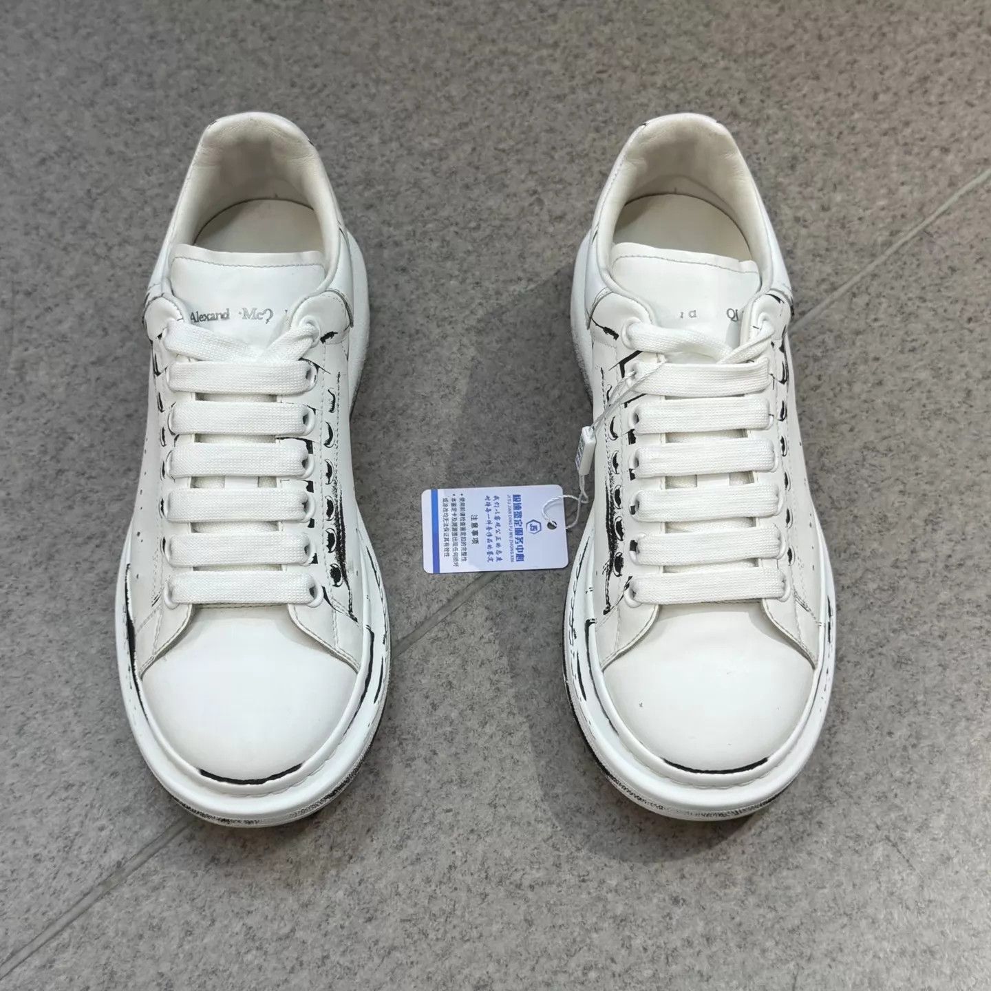 Alexander McQueen McQueen white graffiti distressed trainers 39 98 new Size US 6 / EU 39 - 2 Thumbnail