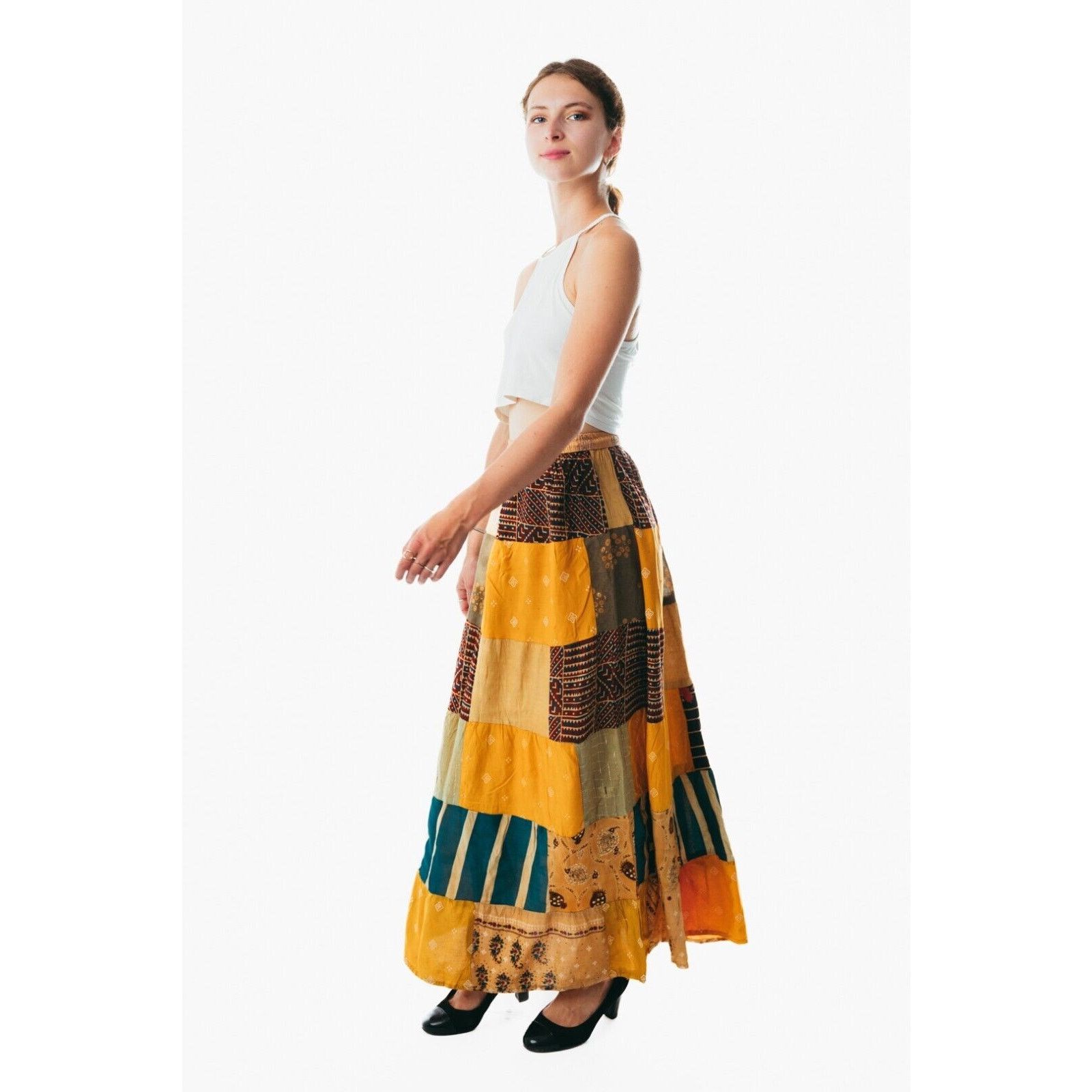 Other Boho Patchwork maxi long Skirt Long Gypsy Hippie festival Size 40" / US 18 - 3 Thumbnail