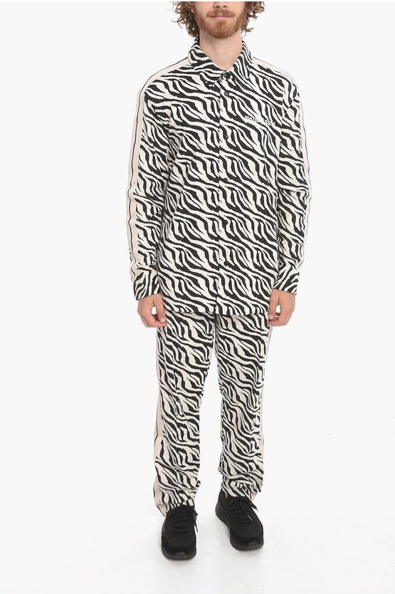 Palm Angels o1y0325 Logo Patterned Shirt in Black/White Size US XXS / EU 40 - 4 Thumbnail