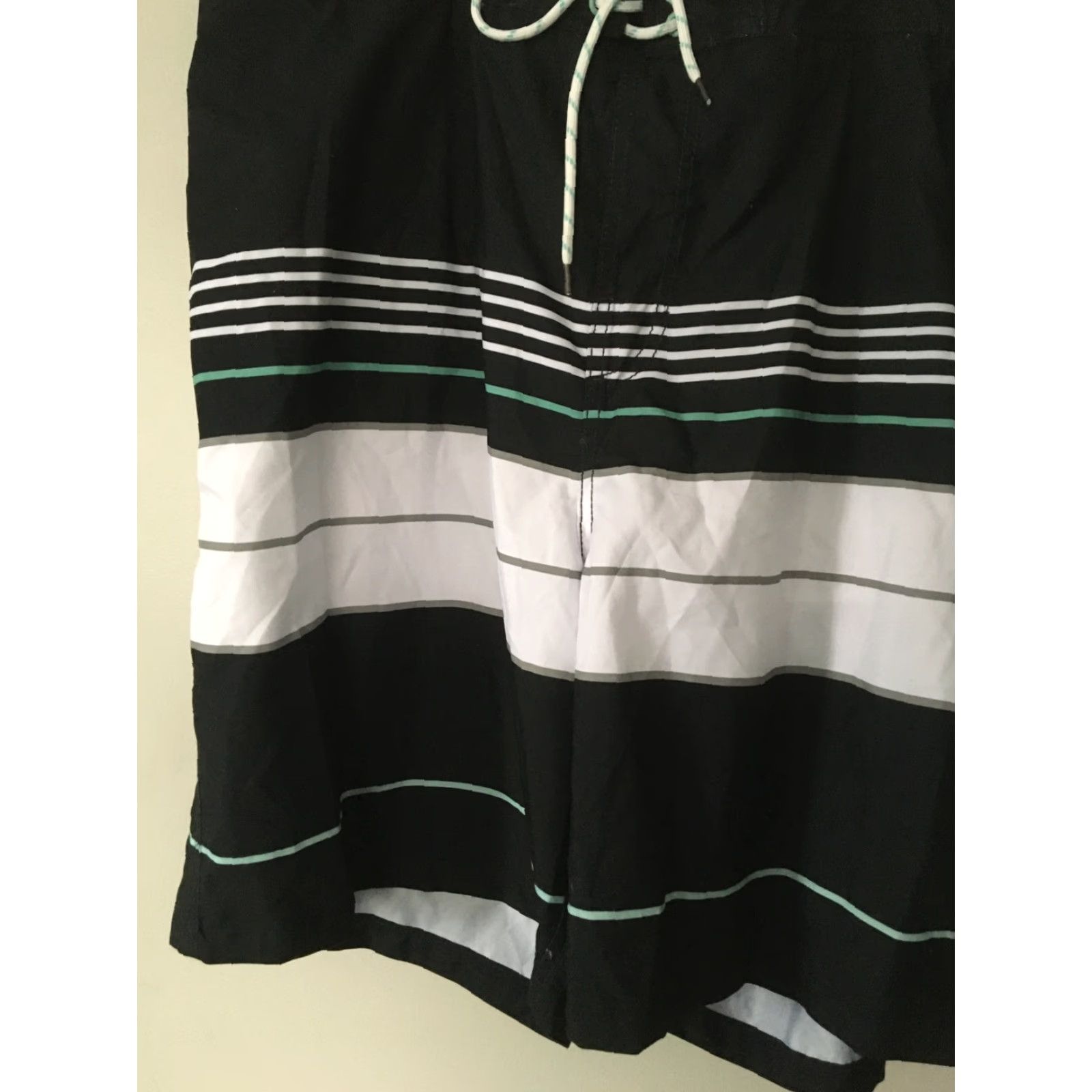 Vintage Goodfellow & Co Black Striped 9" UPF 50+ Swim Trunks Board Shorts 2XL XXL Men Size US 39 - 2 Thumbnail