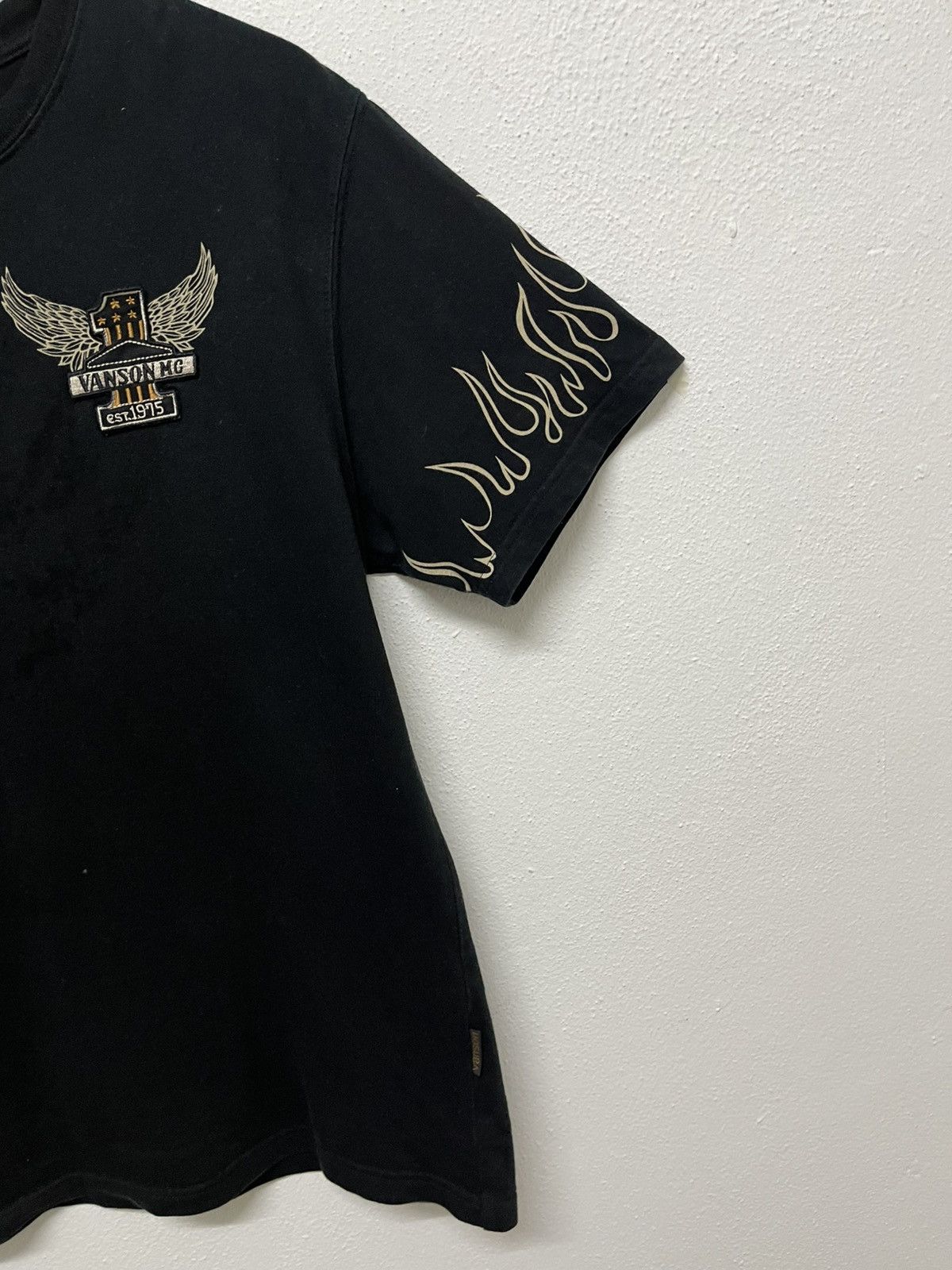 Vanson Leathers 2000s VANSON LEATHER FLAME SLEEVE TSHIRT RARE Size US M / EU 48-50 / 2 - 7 Thumbnail