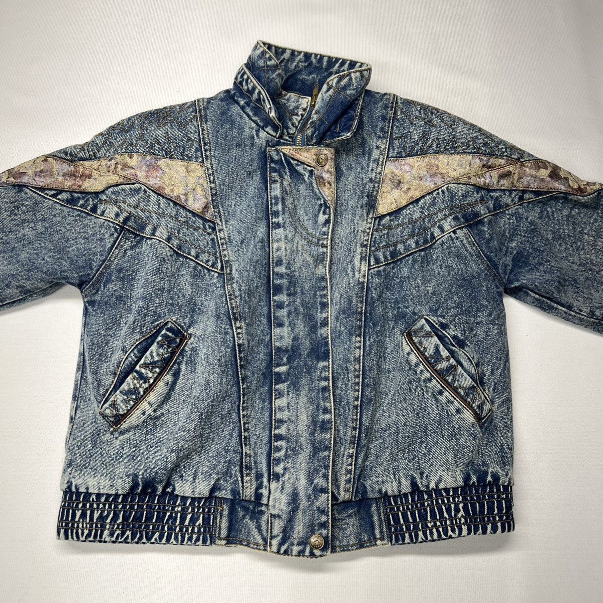 Faded Glory × Vintage Vintage Faded Glory Denim Jacket Bomber Floral Faded Y2K 90s Size M / US 6-8 / IT 42-44 - 3 Thumbnail