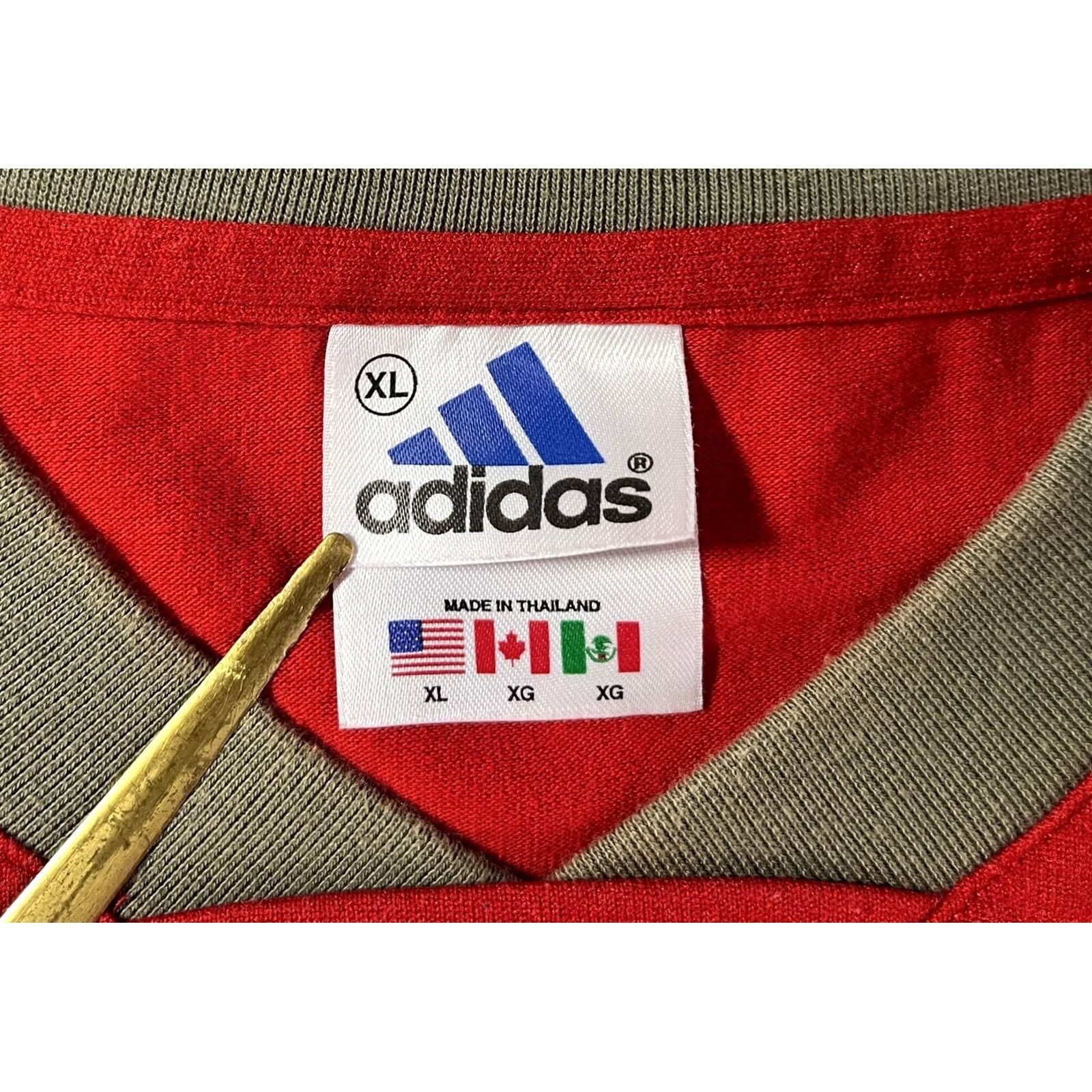 Adidas VINTAGE Adidas Men's 3 Stripes Tee V-Neck Short Sleeve XL Red 90s Logo Shirt Mens Size US XL / EU 56 / 4 - 7 Thumbnail