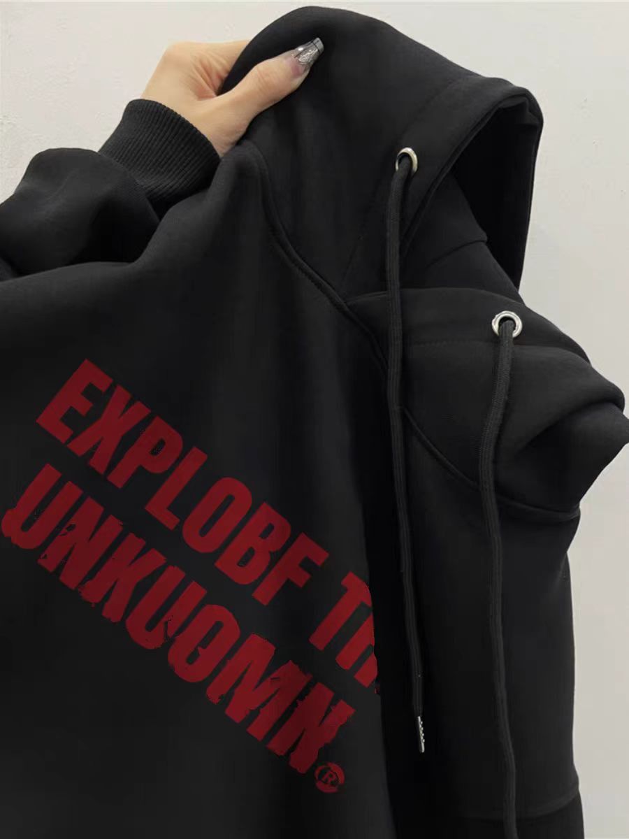 Designer × Japanese Brand Letter Print Retro Hip Hop Hooded Sweatshirt Size US L / EU 52-54 / 3 - 2 Thumbnail