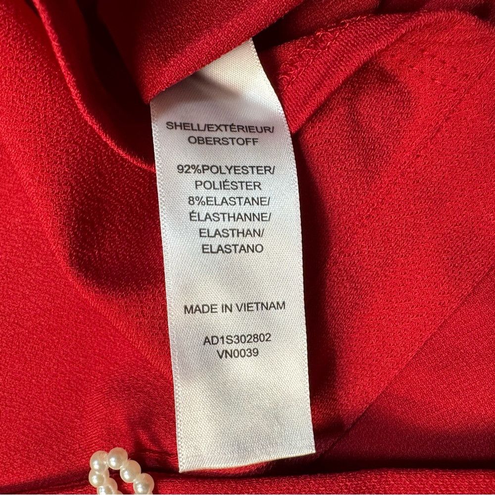 Adrianna Papell NWT New $79 Adrianna Papell 3/4 Sleeve Pearly Bow Red Blous Size L / US 10 / IT 46 - 7 Thumbnail