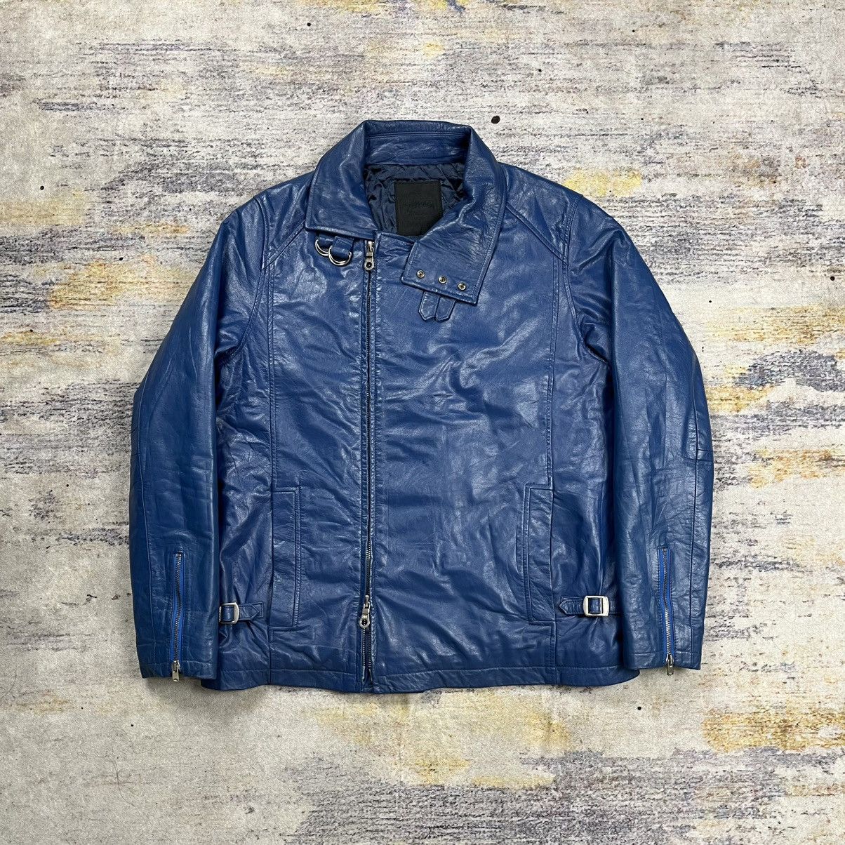 Stussy WORK JACKET STONEWASH LEATHER - blue | Grailed
