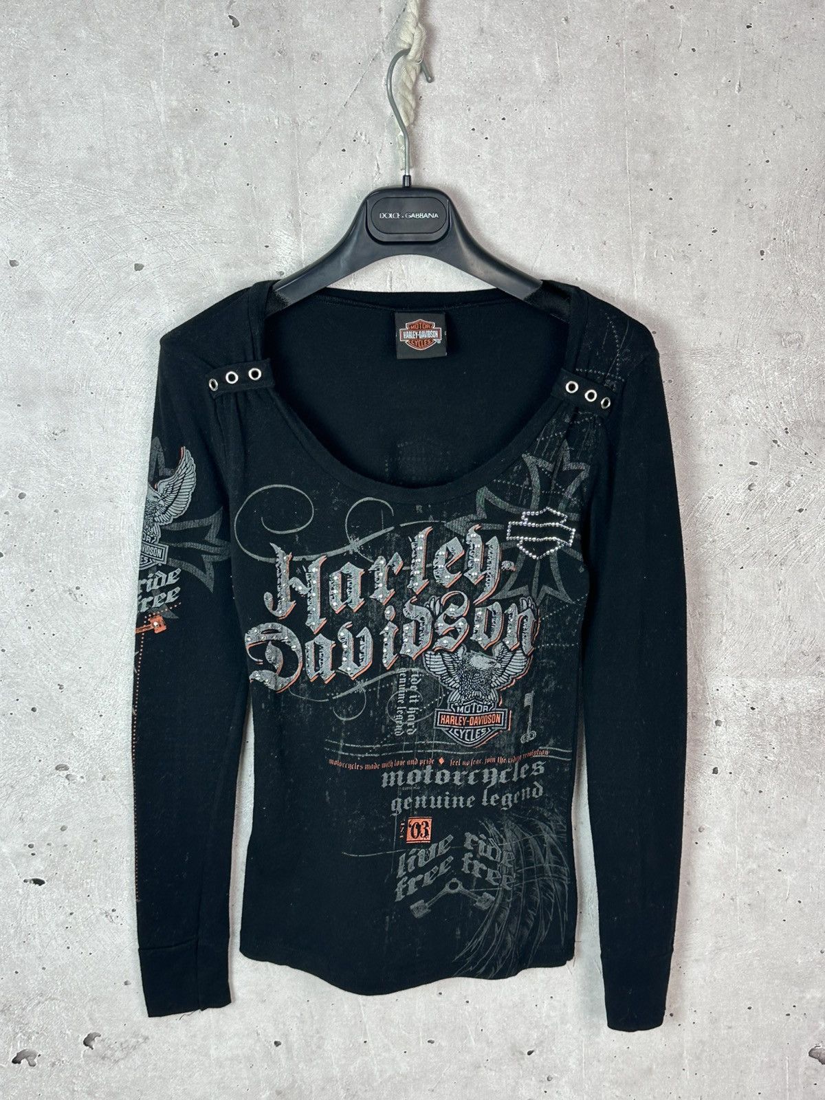 Harley Davidson Vintage Harley-Davidson Rare Printed Black Long Sleeve Size S / US 4 / IT 40 - 1 Thumbnail