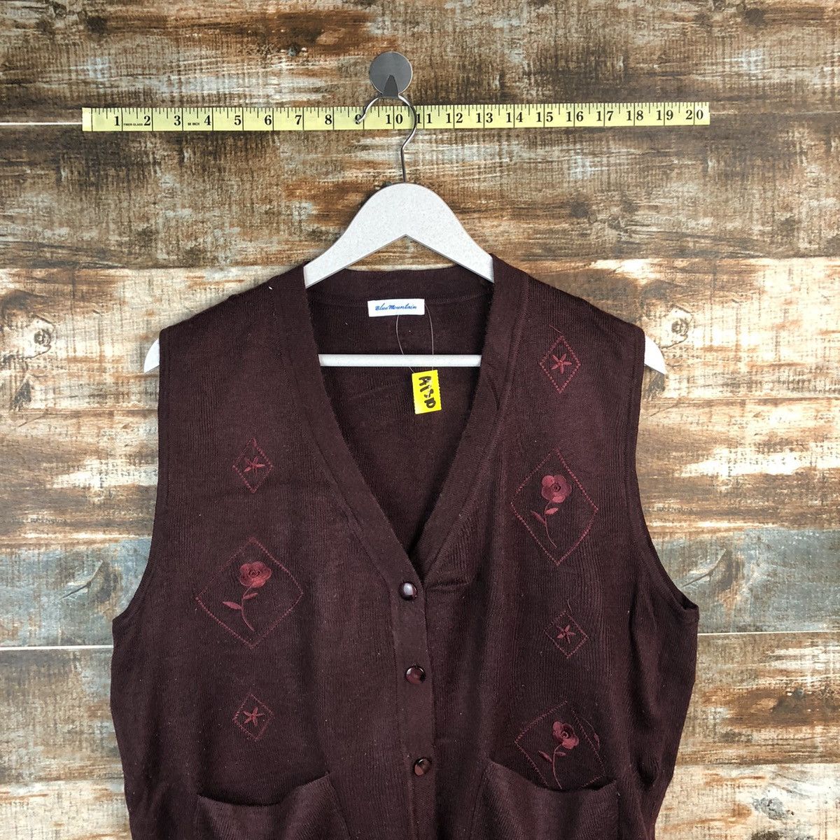 Homespun Knitwear × Japanese Brand Blue Motion Maroon vintage Vest Knitwear #A1310 Size M / US 6-8 / IT 42-44 - 2 Thumbnail