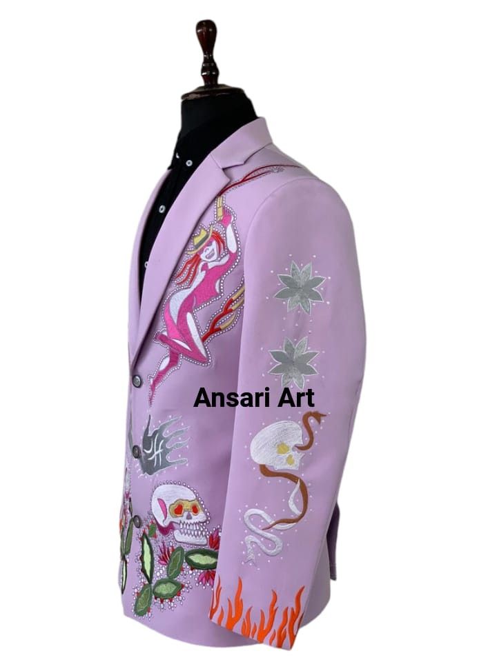 Other Men 2PC Customized snake fire embroidery western prom outfit Size 44R - 4 Thumbnail