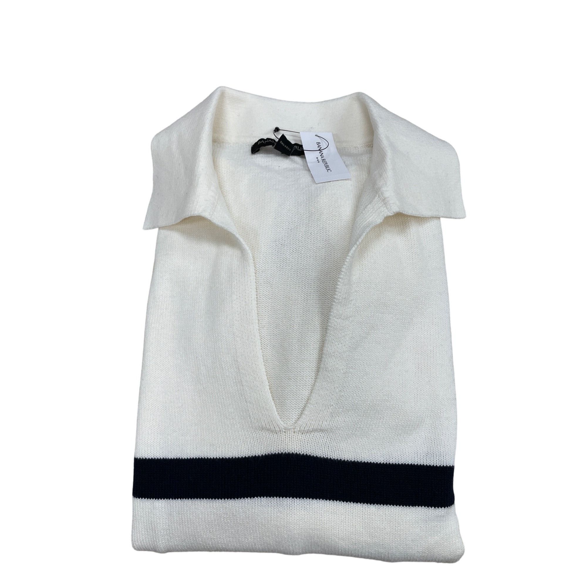Banana Republic Banana Republic Women Off White Navy Blue Striped Sweater Si Size S / US 4 / IT 40 - 4 Thumbnail