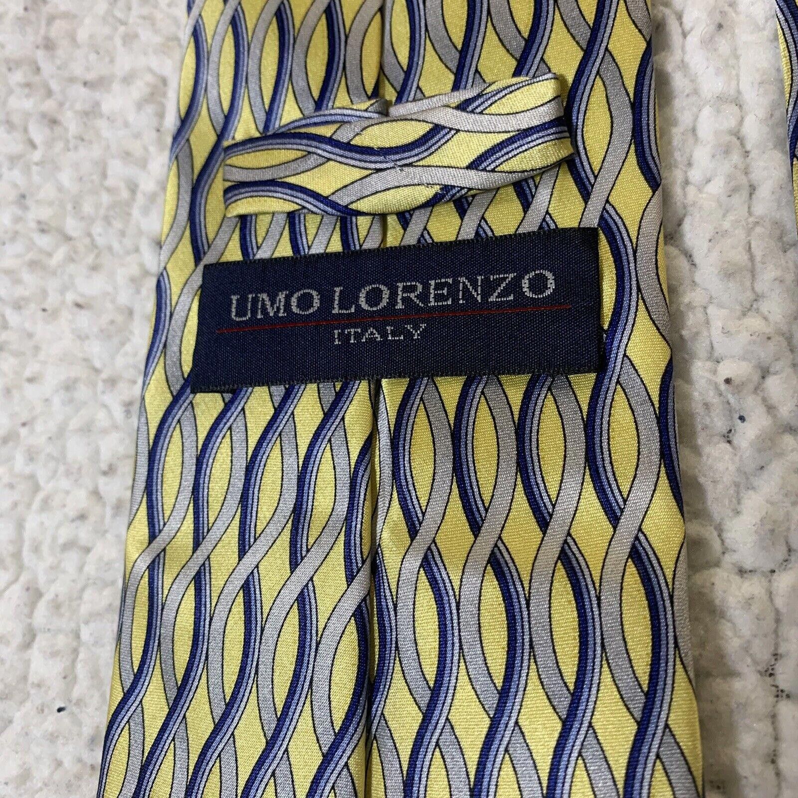 Other Umo Lorenzo Men's Tie Yellow Blue Grey Italian Design Size ONE SIZE - 4 Thumbnail