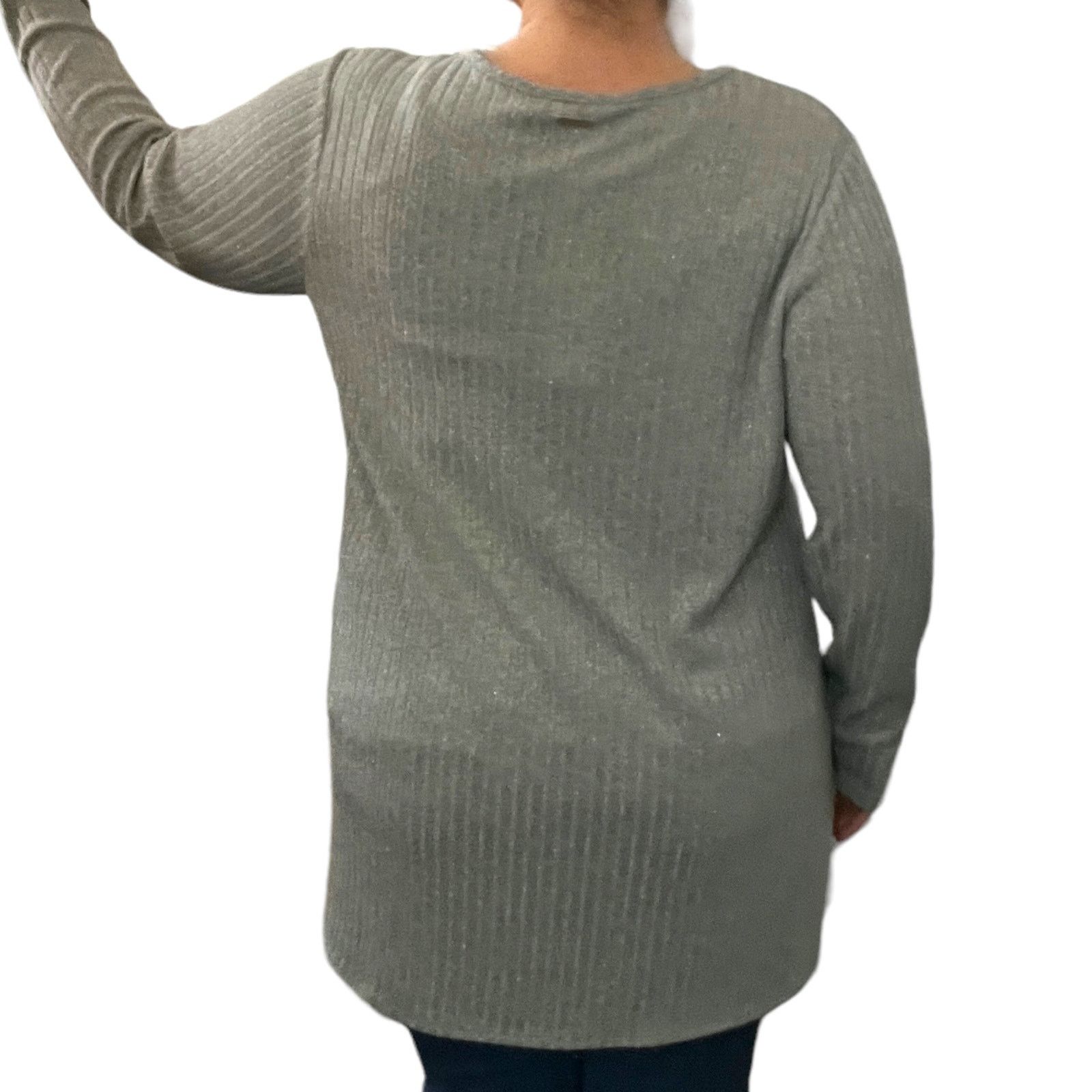 Calvin Klein Lightweight Round Hem Sparkly Crew Neck Ribbed Knit Sweater Size XL / US 12-14 / IT 48-50 - 6 Thumbnail