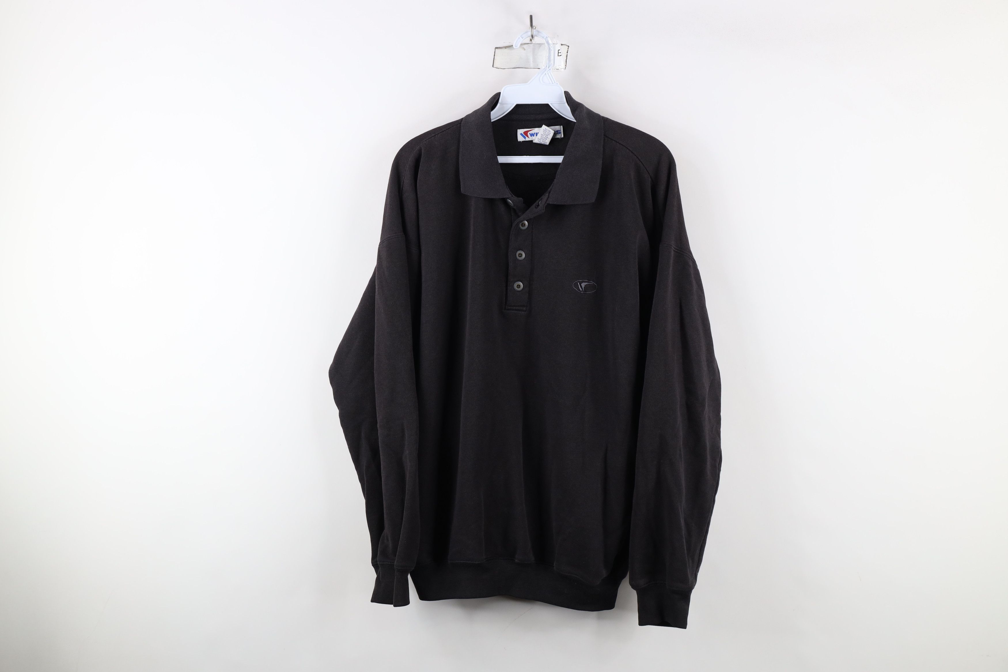 Vintage Vintage 90s Streetwear Collared Pullover Sweatshirt Black Size US L / EU 52-54 / 3 - 1 Thumbnail