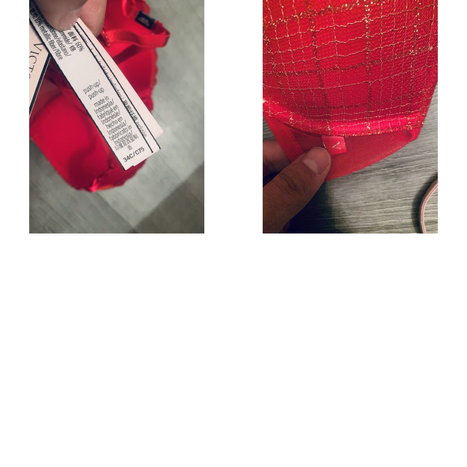 Victoria's Secret VINTAGE? Victoria's Secret PINK Pushup Bra 34C Red Womens Underwired Cup C 34 Supportive Lift Size ONE SIZE - 8 Thumbnail