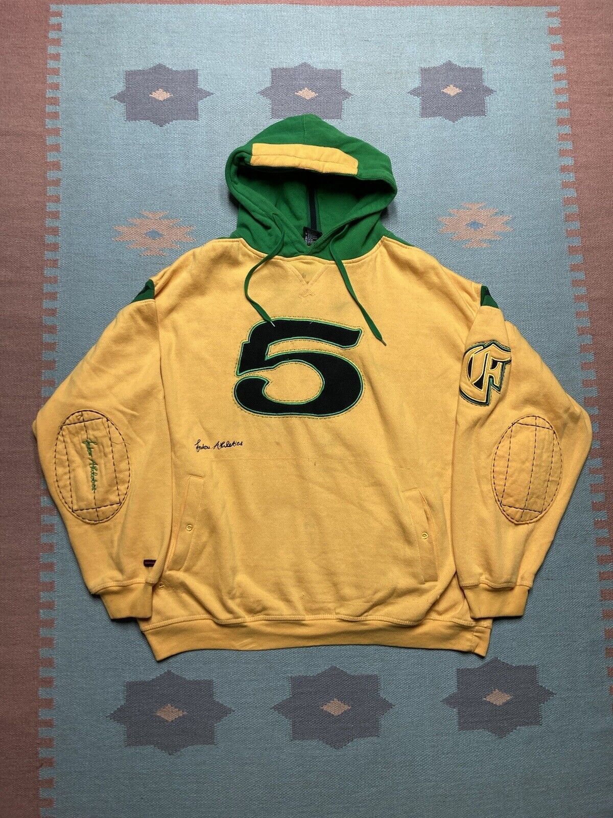image of Y2K Fubu Athletics Hoodie Sweatshirt Collection 5 Block XL in Yellow, Men's