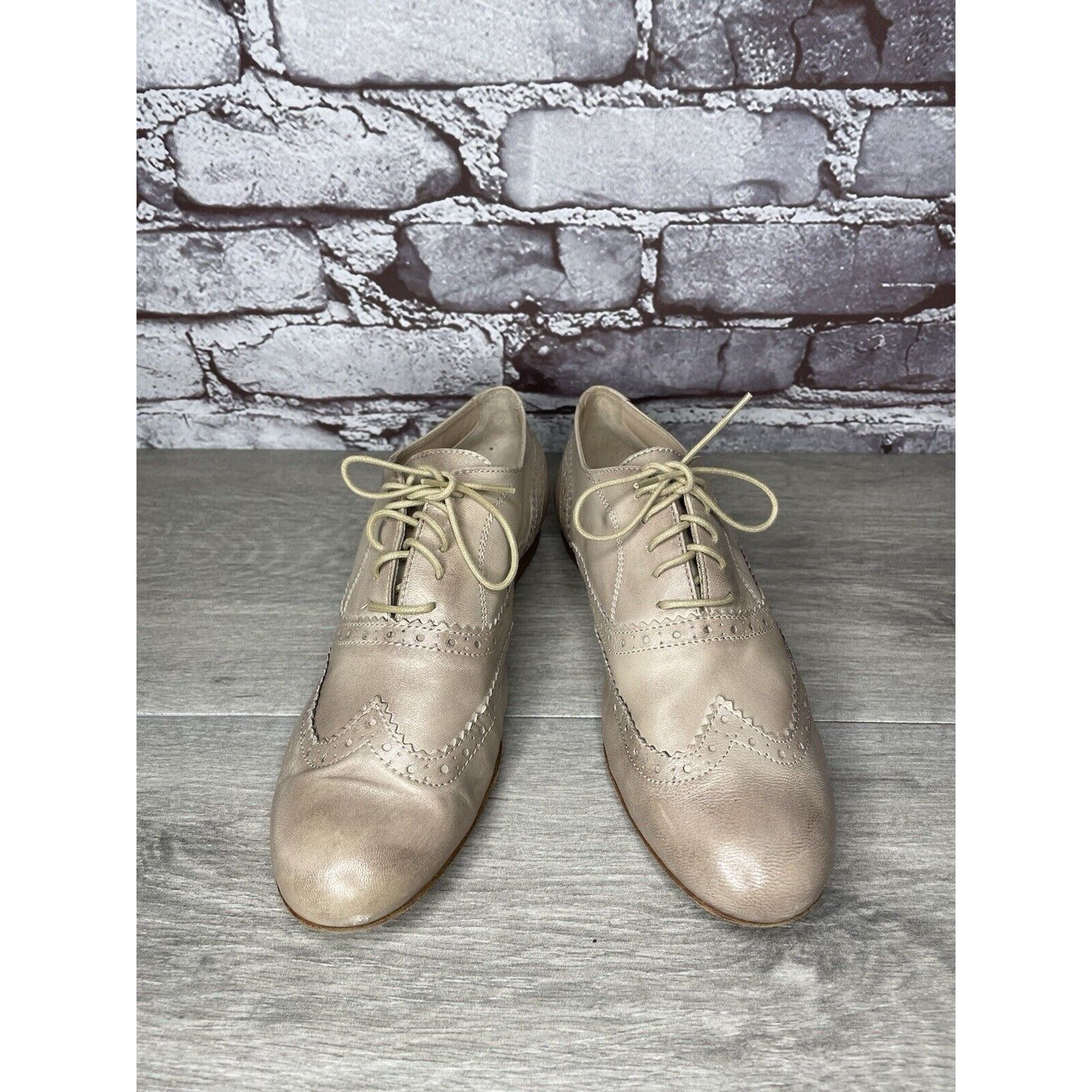 Other Garnet Hill Taupe Nude Felisa Soft Oxfords Wing Tip Shoes Wo Size US 7 / IT 37 - 4 Thumbnail
