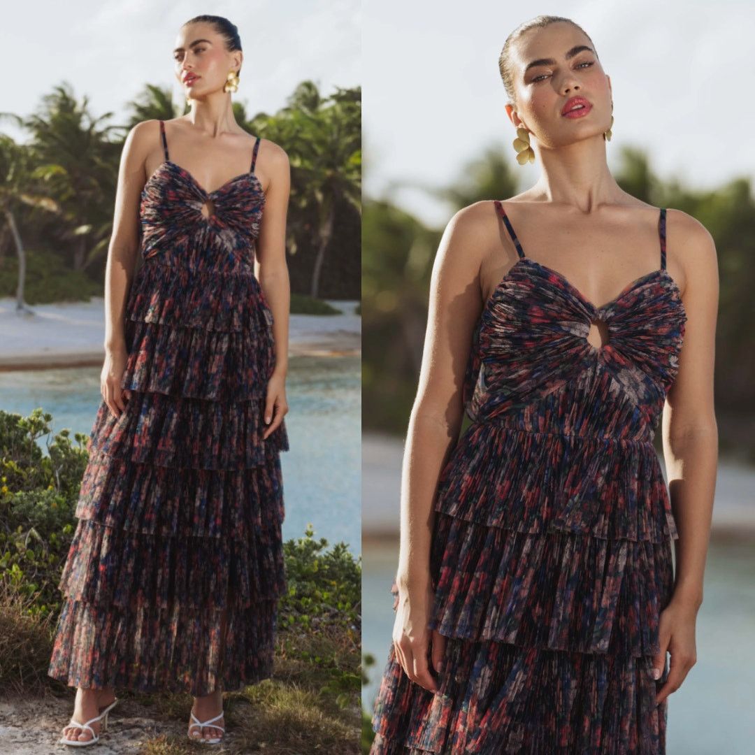 Hutch Hutch | NWT Rosey Gown Navy Tropical Garden Tulle Maxi 0 Size XS / US 0-2 / IT 36-38 - 1 Thumbnail