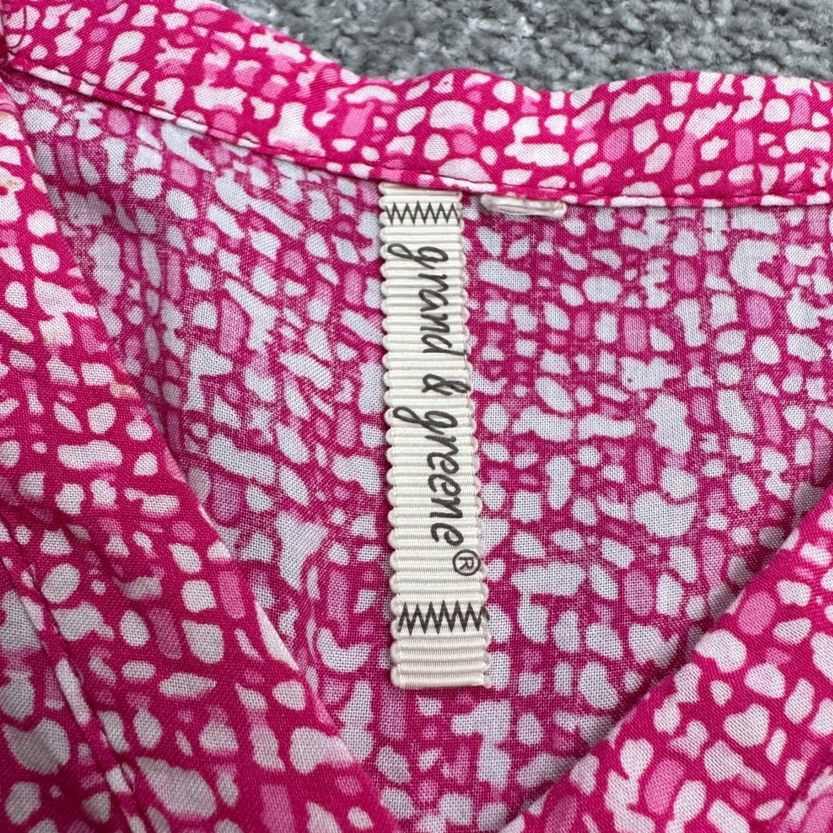 Vintage Grand & Greene Blouse Womens XL Pink Geometric V-Neck Long Sleeve Top Size XL / US 12-14 / IT 48-50 - 6 Thumbnail