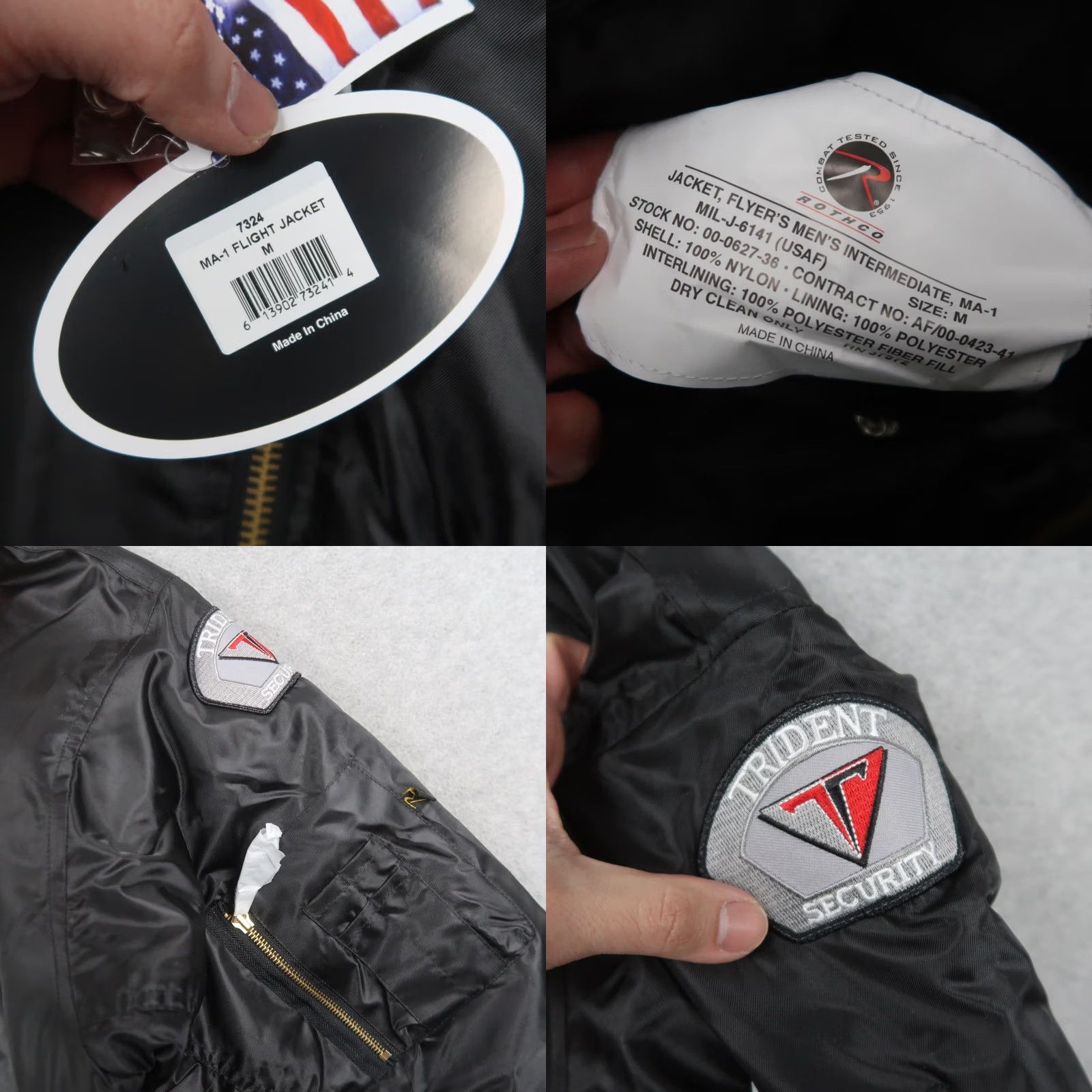 Rothco Rothco MA-1 Jacket Bomber Black Security Reversible Medium M Flyers Size US M / EU 48-50 / 2 - 8 Thumbnail