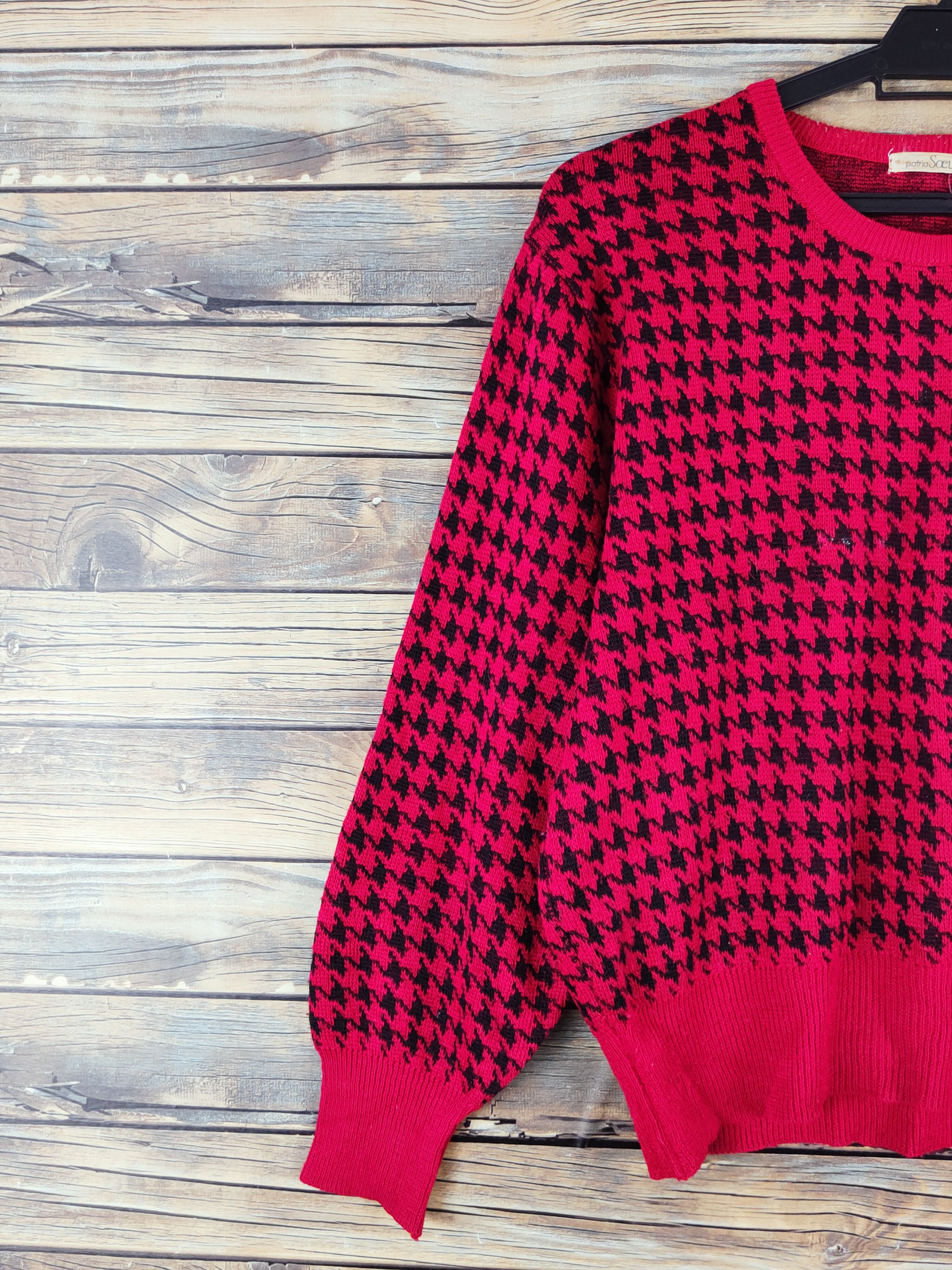Homespun Knitwear × Japanese Brand × Vintage Patria Soeur Red Black Knitwear Sweatshirts #W1001 Size S / US 4 / IT 40 - 3 Thumbnail