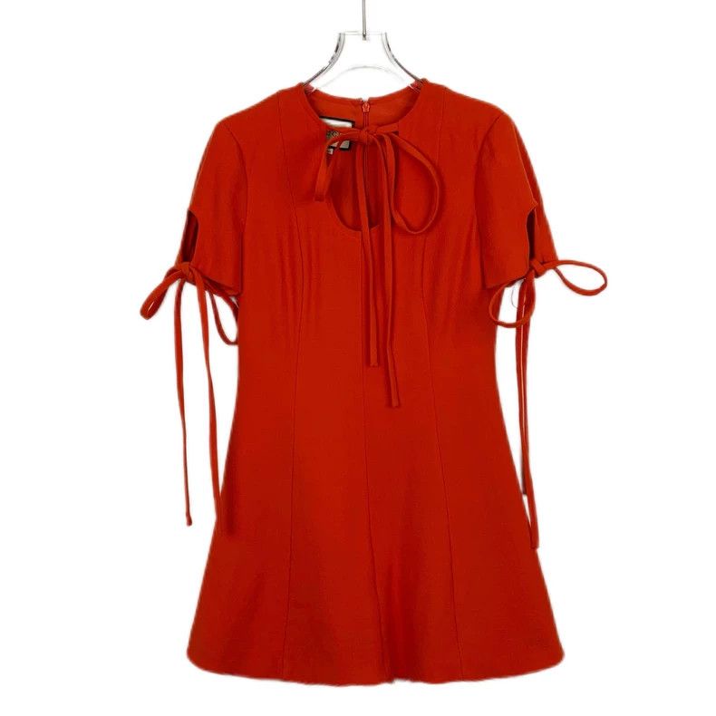 Gucci GucciRed tie bow wool short-sleeved dress Size XS / US 0-2 / IT 36-38 - 1 Thumbnail