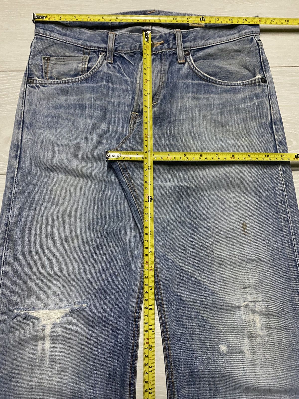 Japanese Brand Vintage Edwin Faded Wash Distressed Loose Jeans Size US 32 / EU 48 - 13 Thumbnail