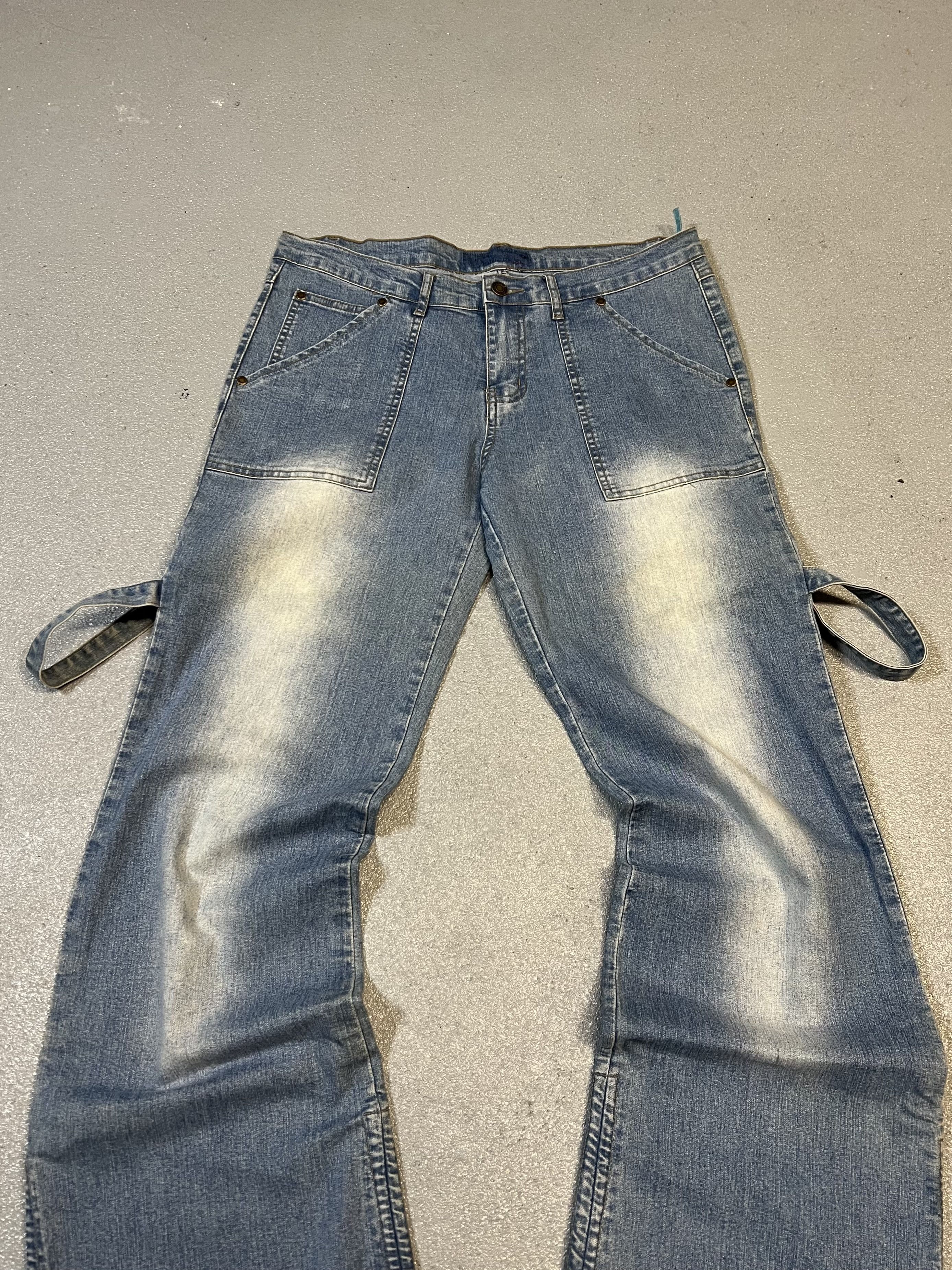 Japanese Brand × Number (N)ine × Tornado Mart Y2K flare bell-bottom bondage jeans. Size US 33 - 4 Thumbnail