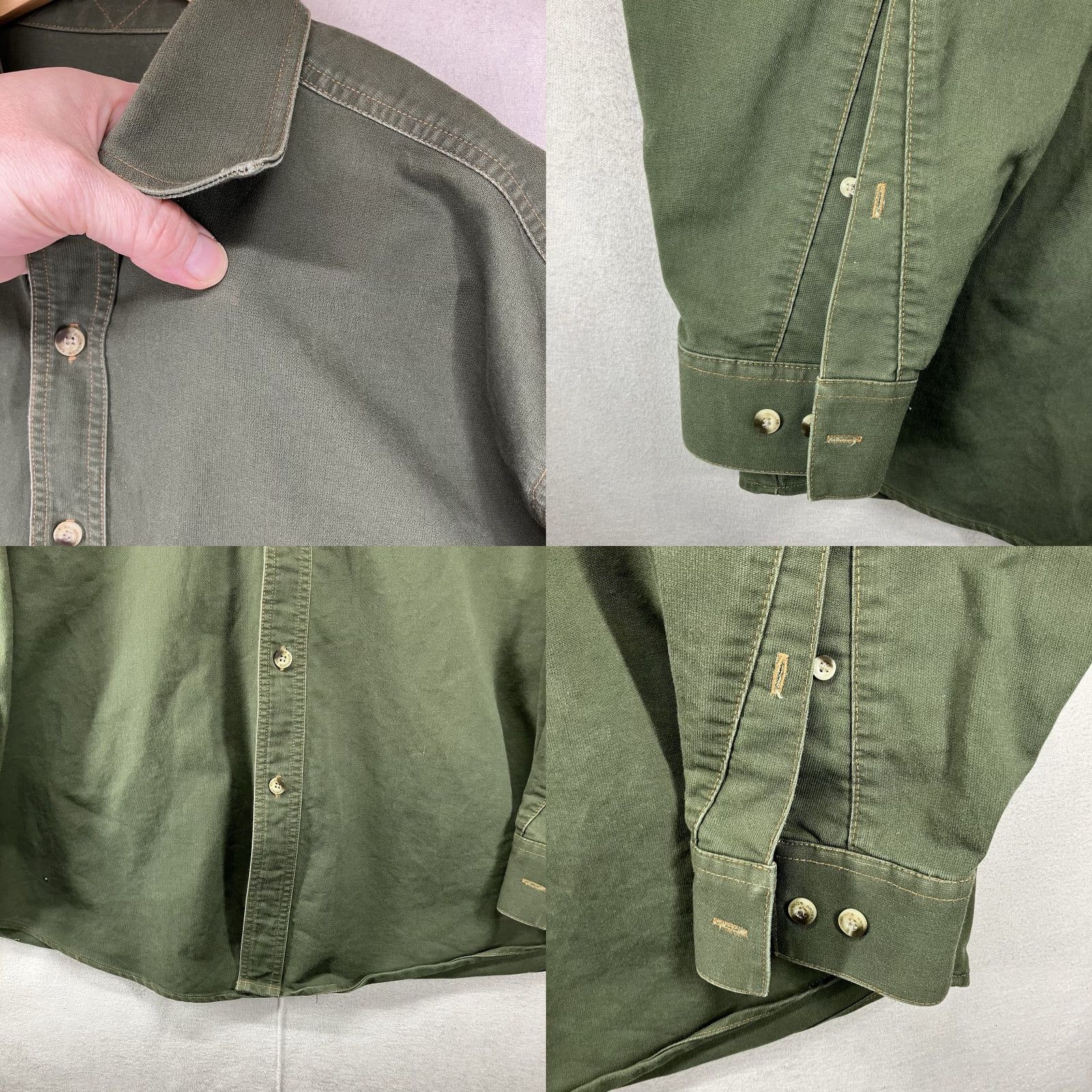 Vintage VINTAGE Browning Shirt Mens Large Green Textured Chest Pockets Point Collar Heavy Cotton Casual Workwear All Seasons Long Sleeve Logo Button-Front Size US L / EU 52-54 / 3 - 8 Thumbnail