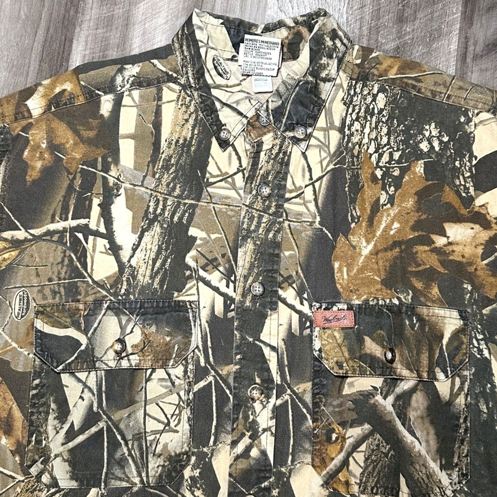 Vintage Woolrich Outdoor Guide Collection Realtree Hardwood Camo Short Sleeve Men's Medium Brown Woolrich Shirt Size US 31 - 5 Thumbnail